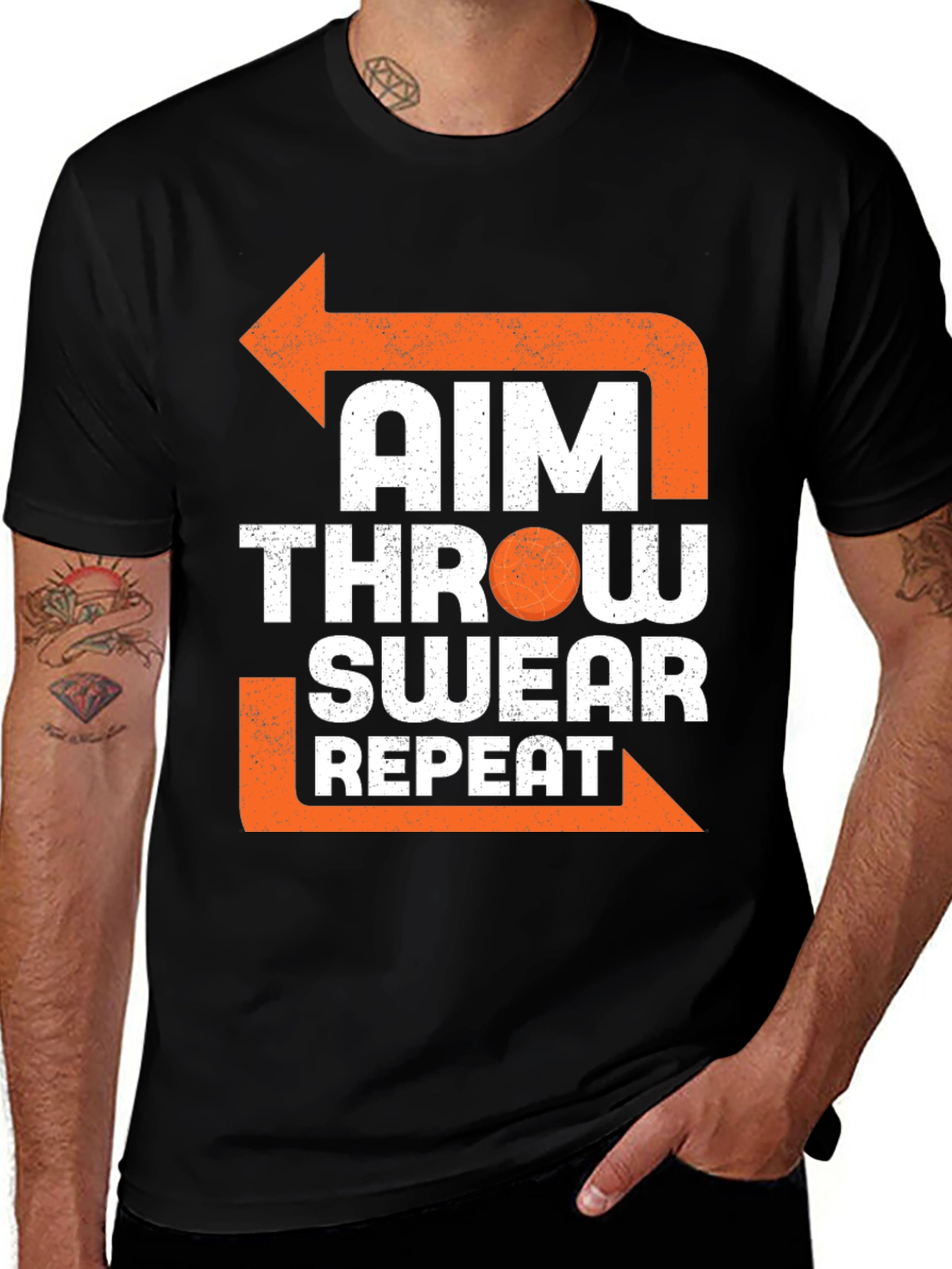 Aim Throw Swear Repeat Funny T-Shirt