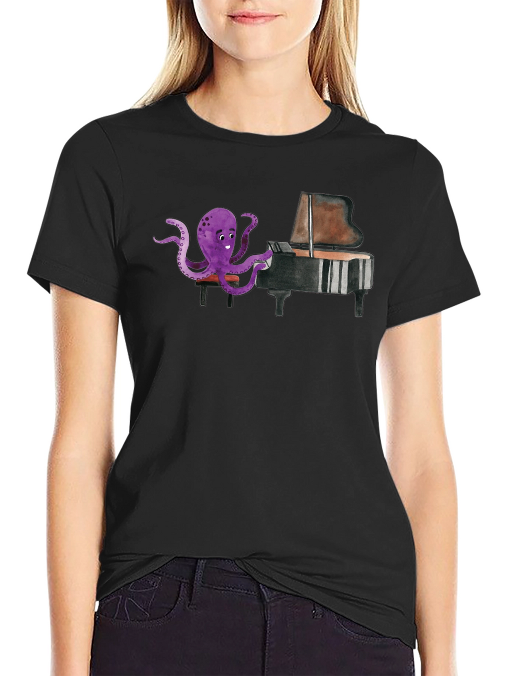 Octopus Pianist Graphic T-Shirt