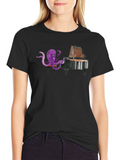Octopus Pianist Graphic T-Shirt