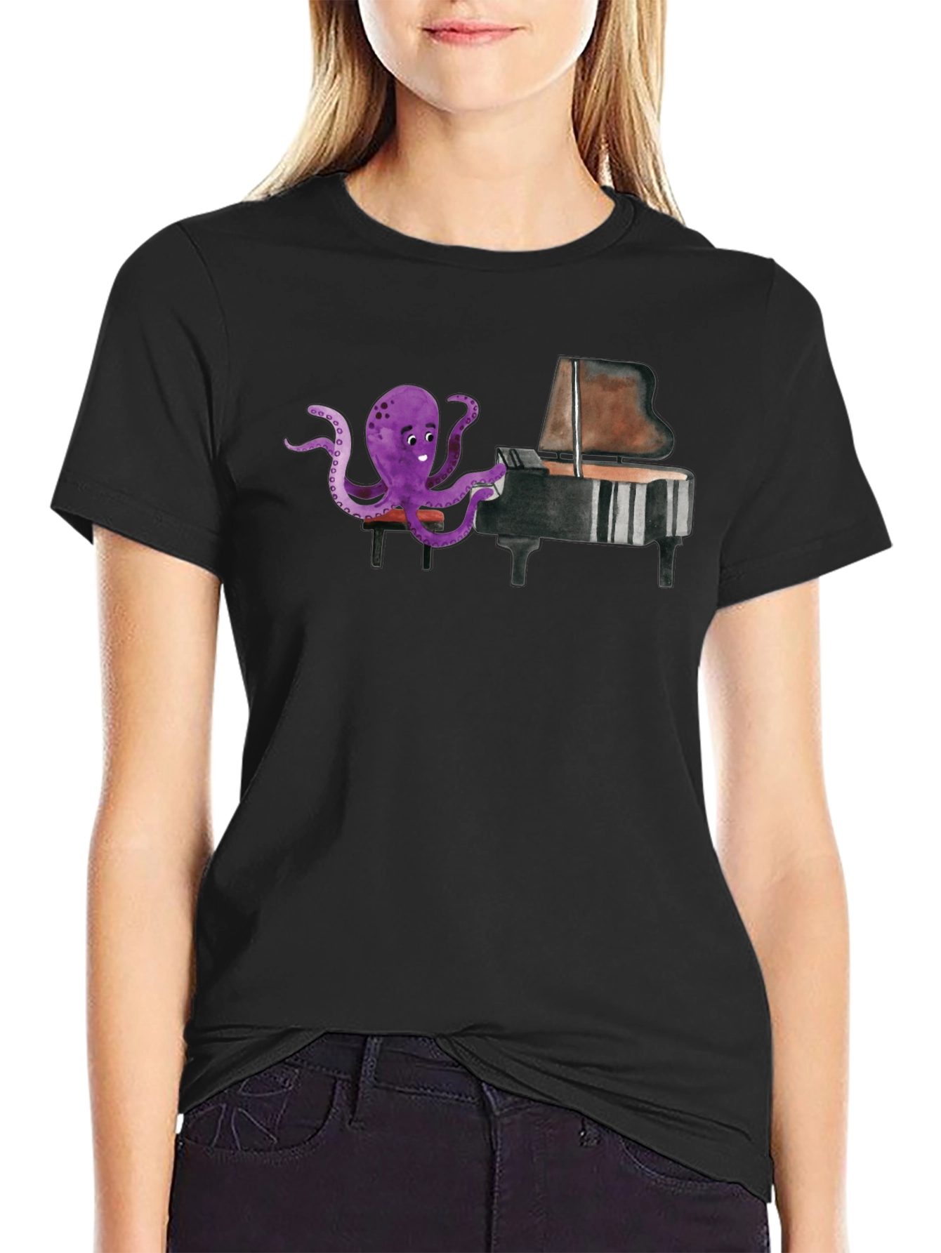 Octopus Pianist Graphic T-Shirt