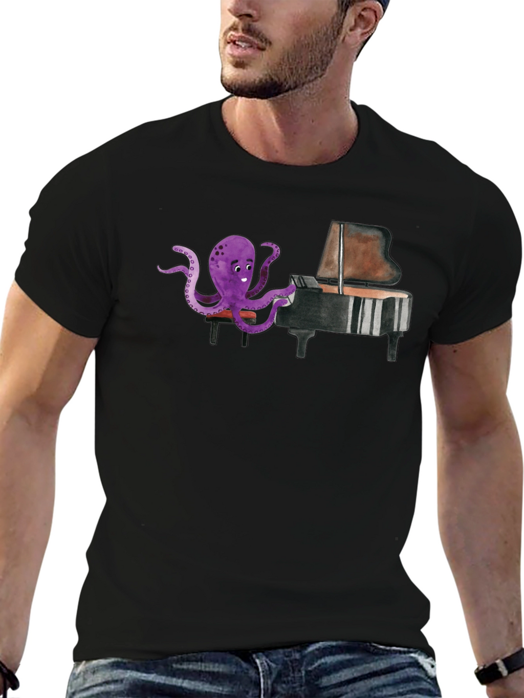 Octopus Pianist Graphic T-Shirt