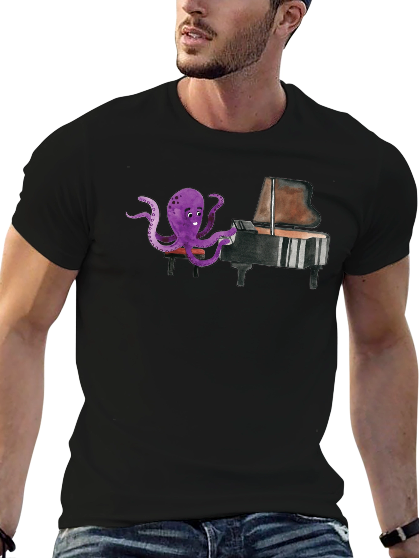 Octopus Pianist Graphic T-Shirt