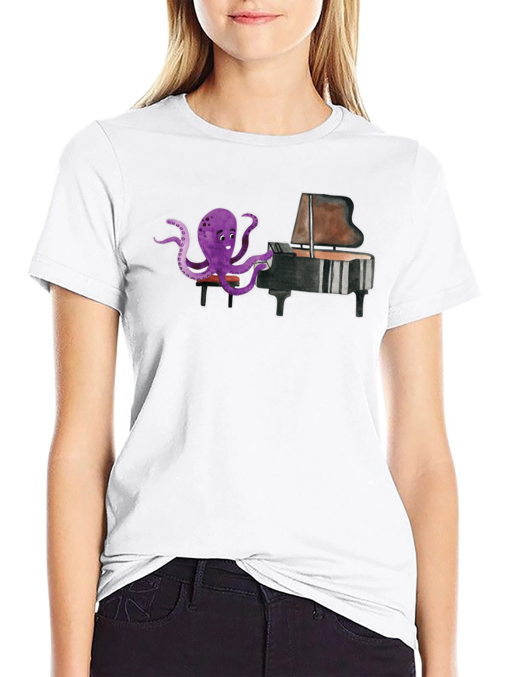 Octopus Pianist Graphic T-Shirt
