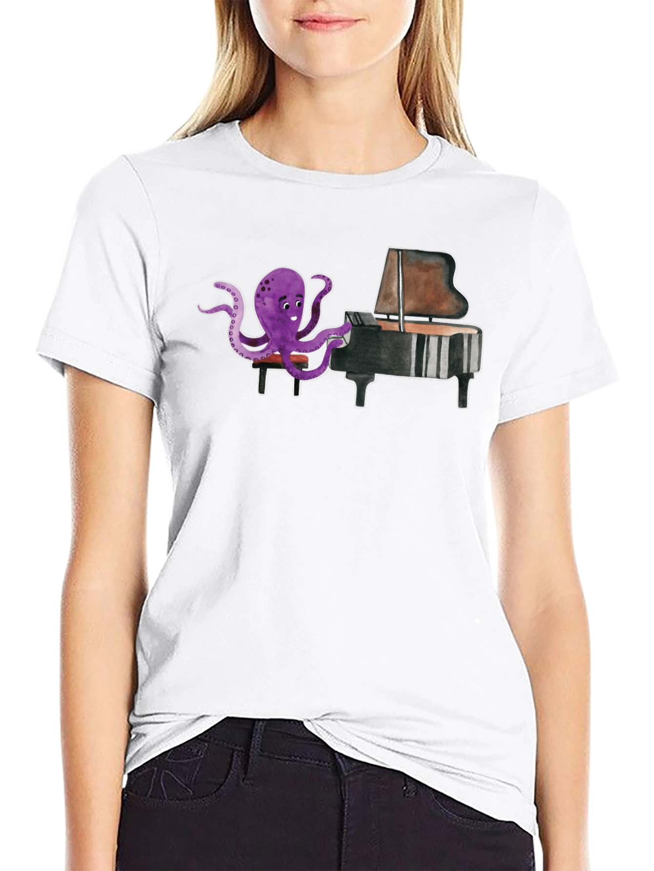 Octopus Pianist Graphic T-Shirt