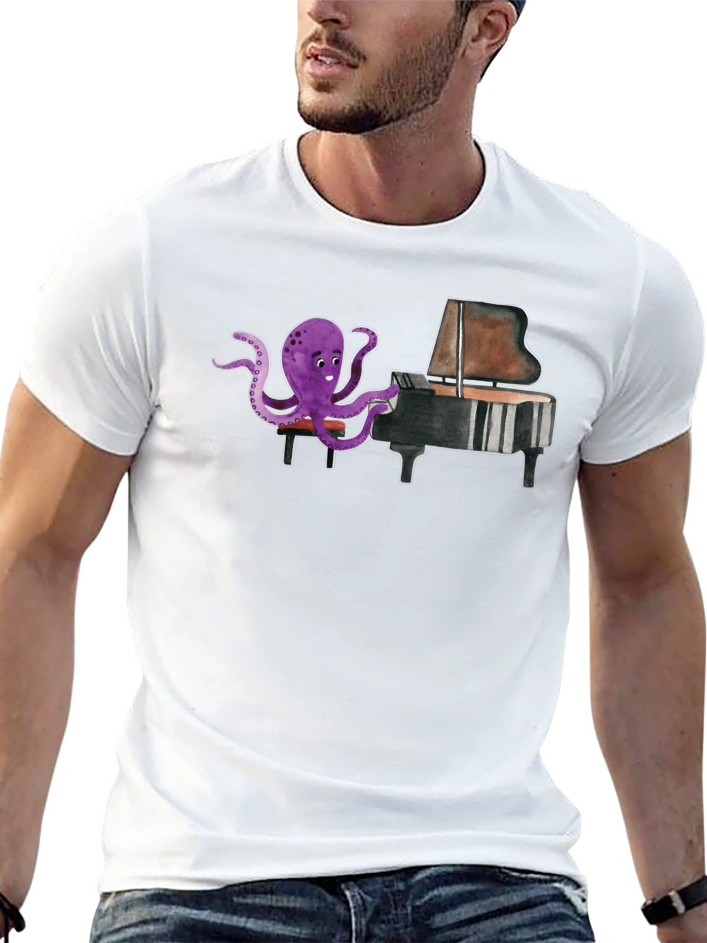Octopus Pianist Graphic T-Shirt