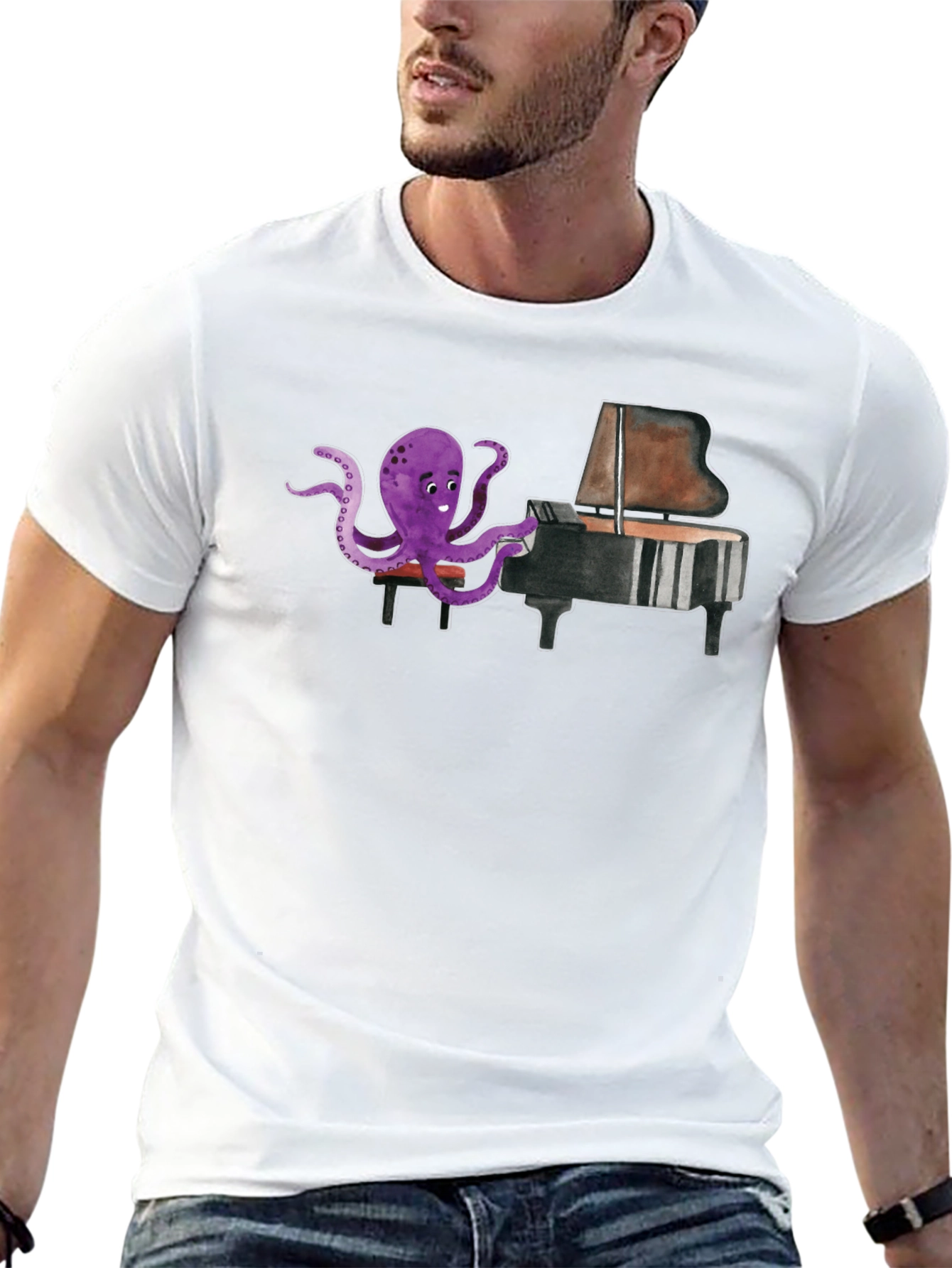 Octopus Pianist Graphic T-Shirt