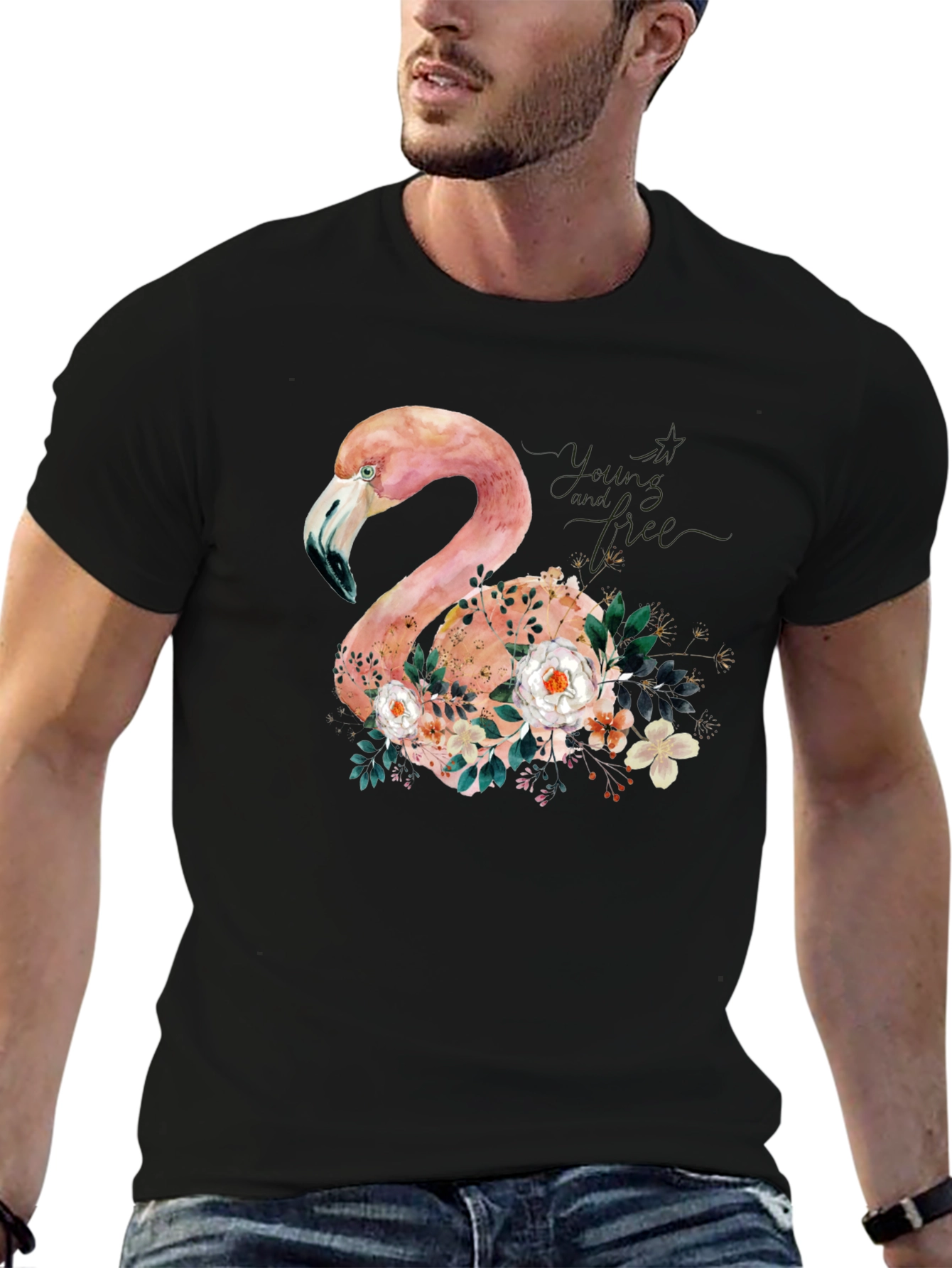Floral Flamingo Graphic Tee - Unique Style