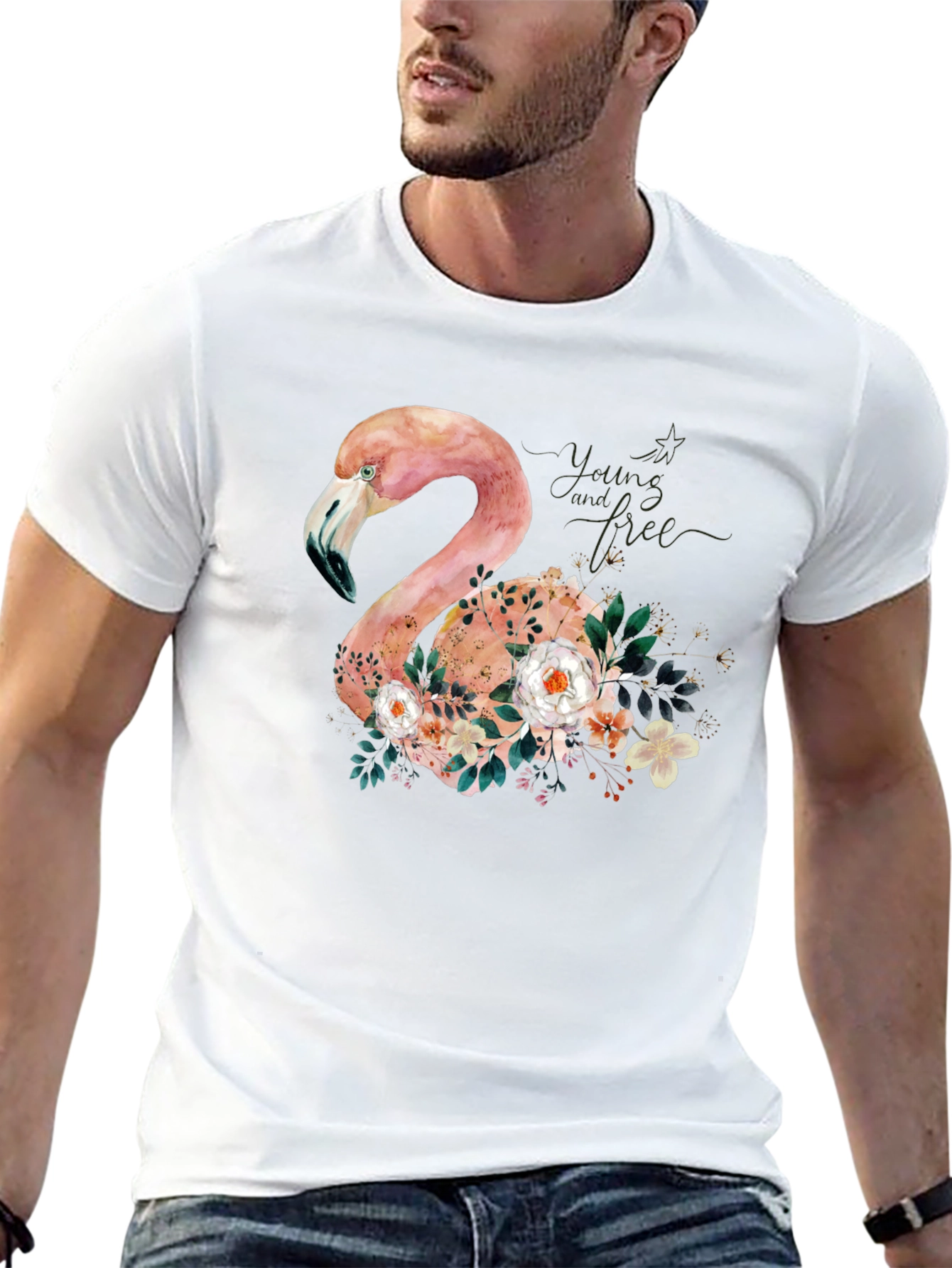Floral Flamingo Graphic Tee - Unique Style