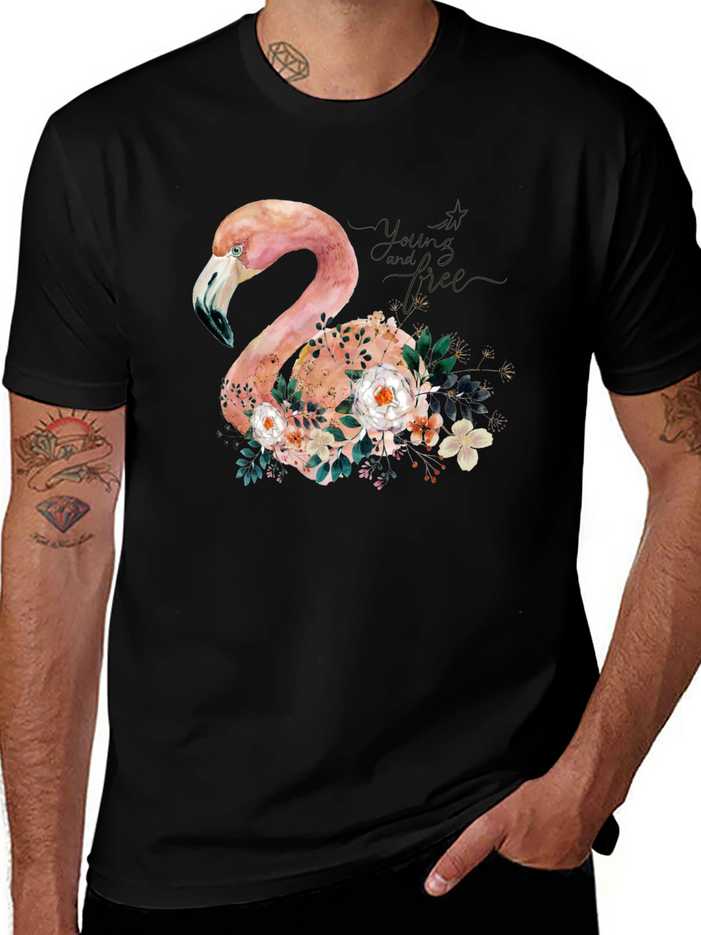 Floral Flamingo Graphic Tee - Unique Style