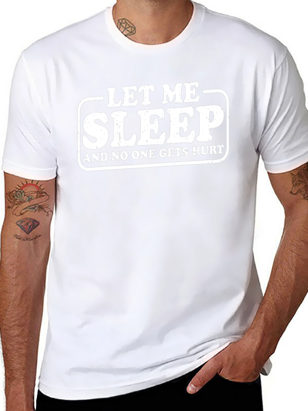 Let Me Sleep Funny Graphic T-Shirt - Black