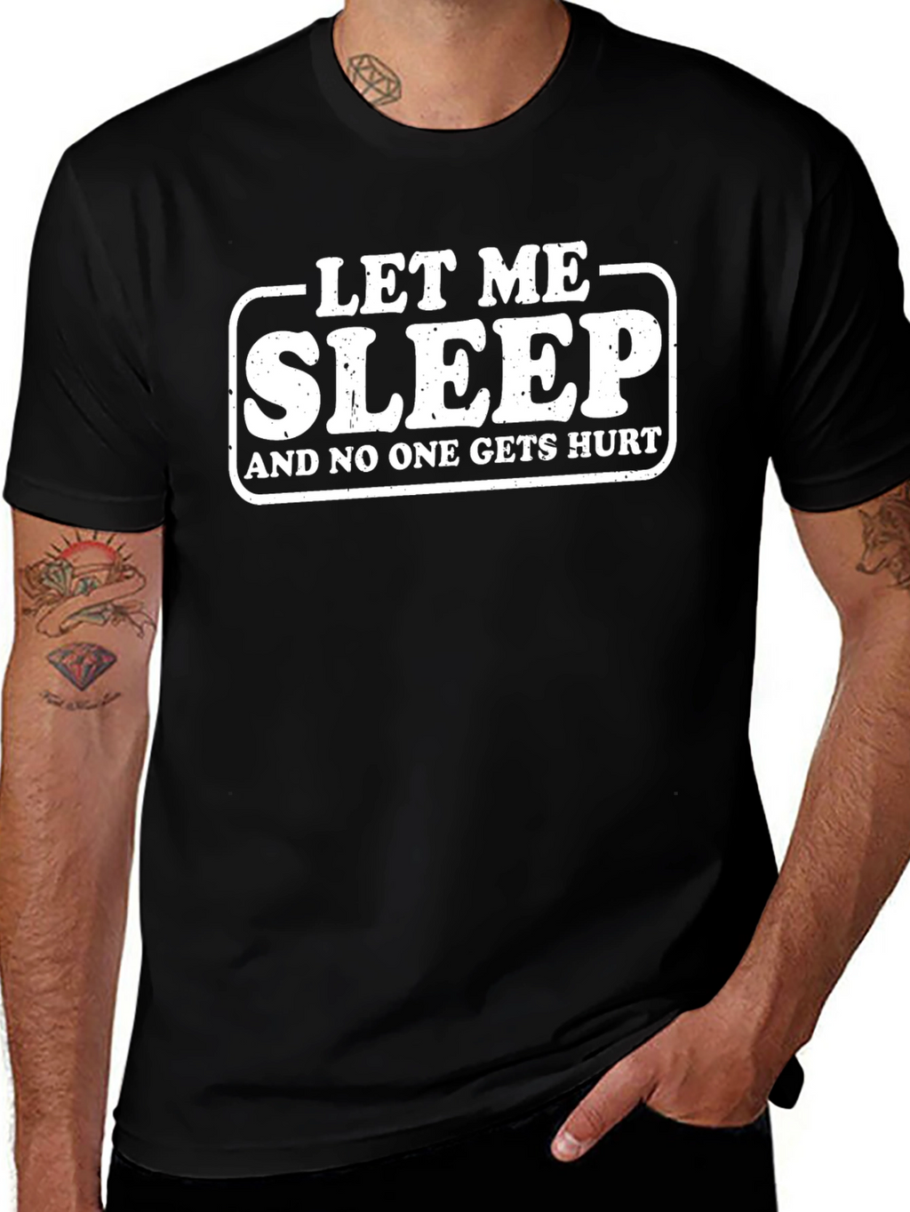 Let Me Sleep Funny Graphic T-Shirt - Black
