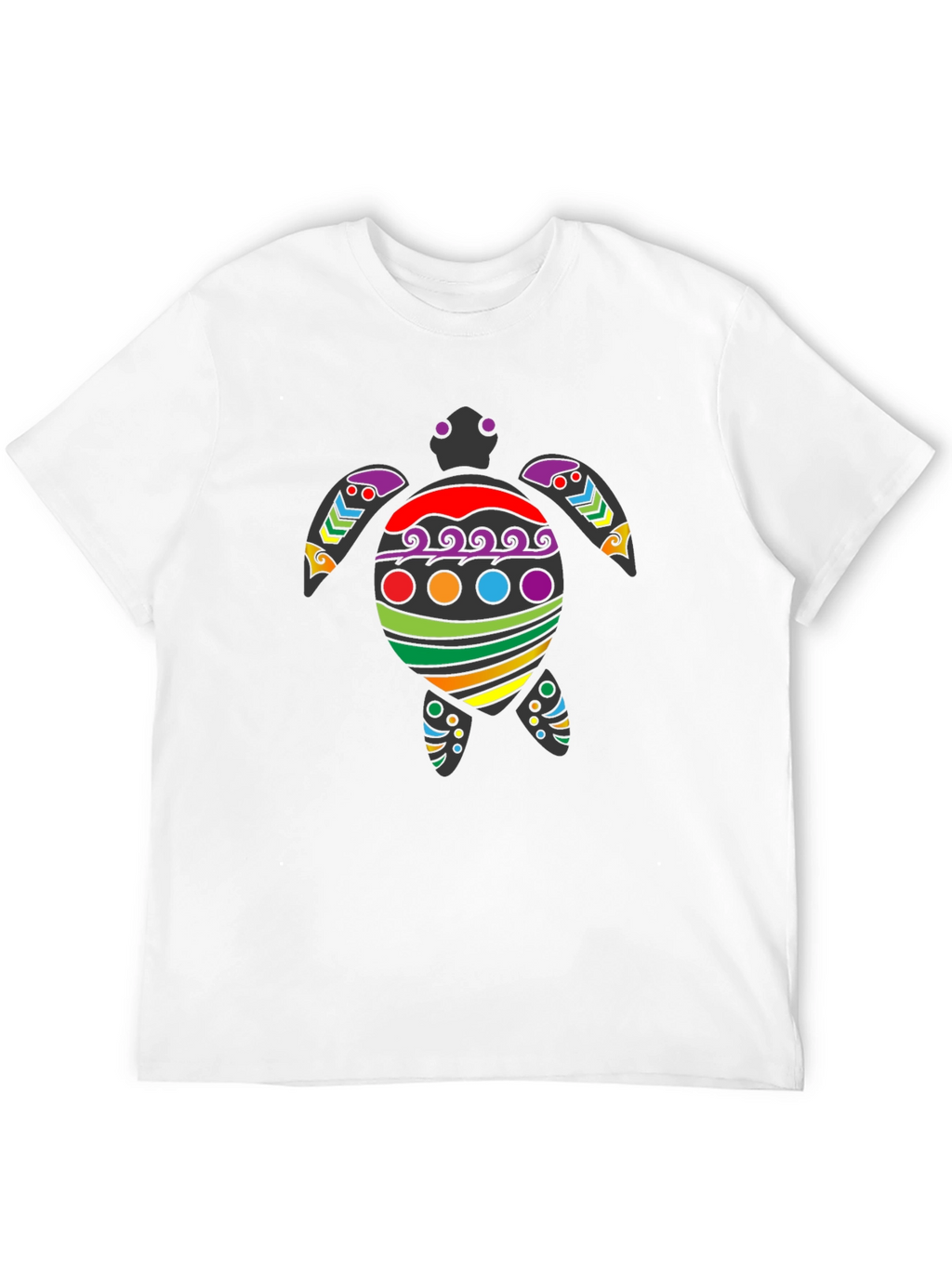 Rainbow Turtle Graphic Tee - Black Cotton Blend