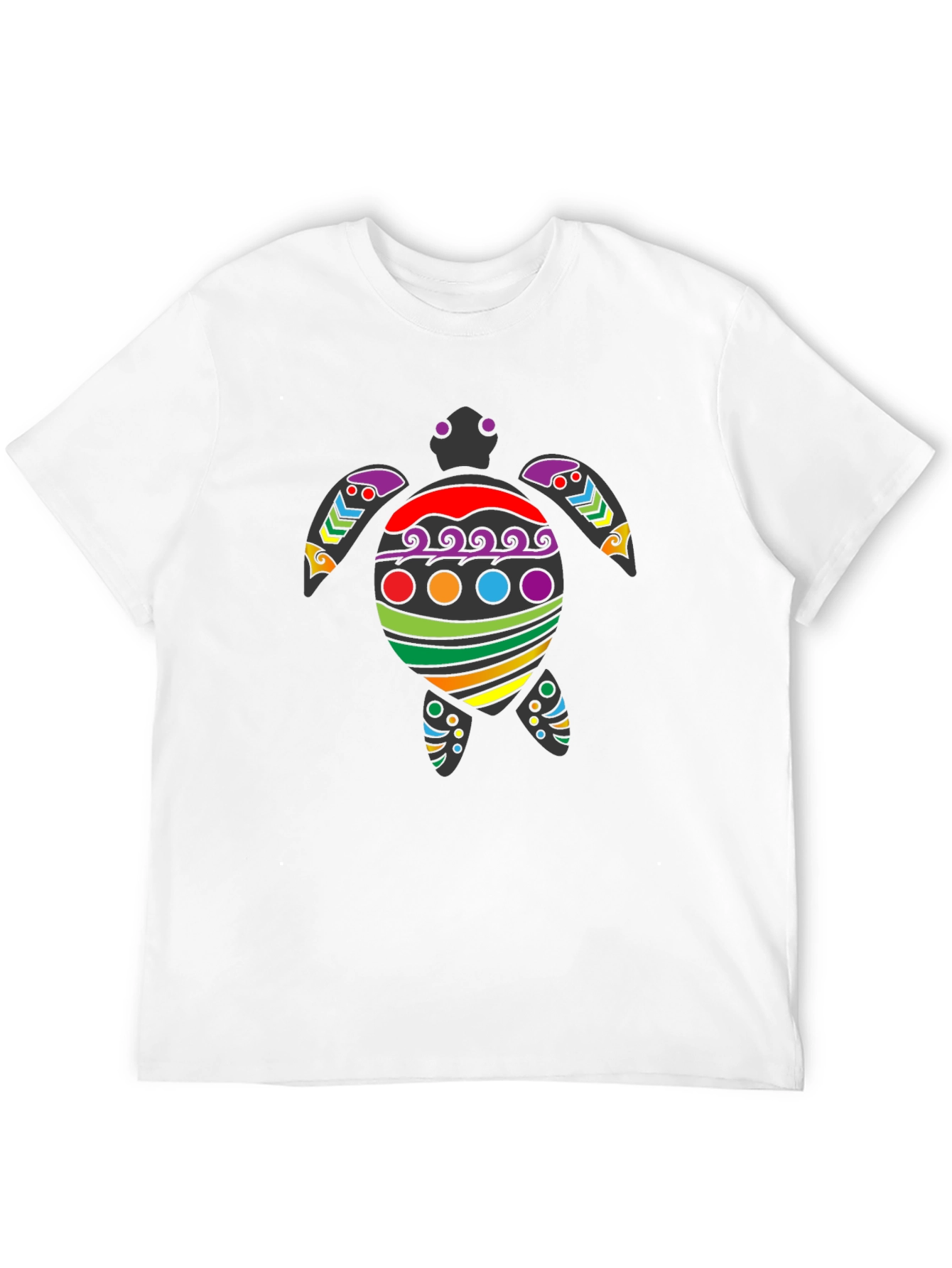 Rainbow Turtle Graphic Tee - Black Cotton Blend