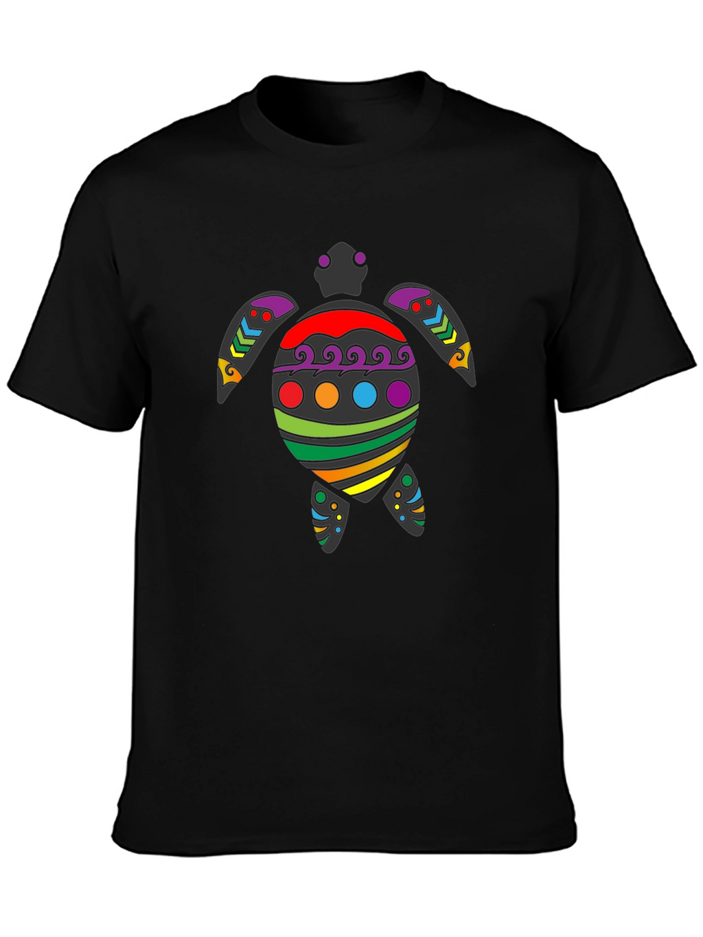 Rainbow Turtle Graphic Tee - Black Cotton Blend