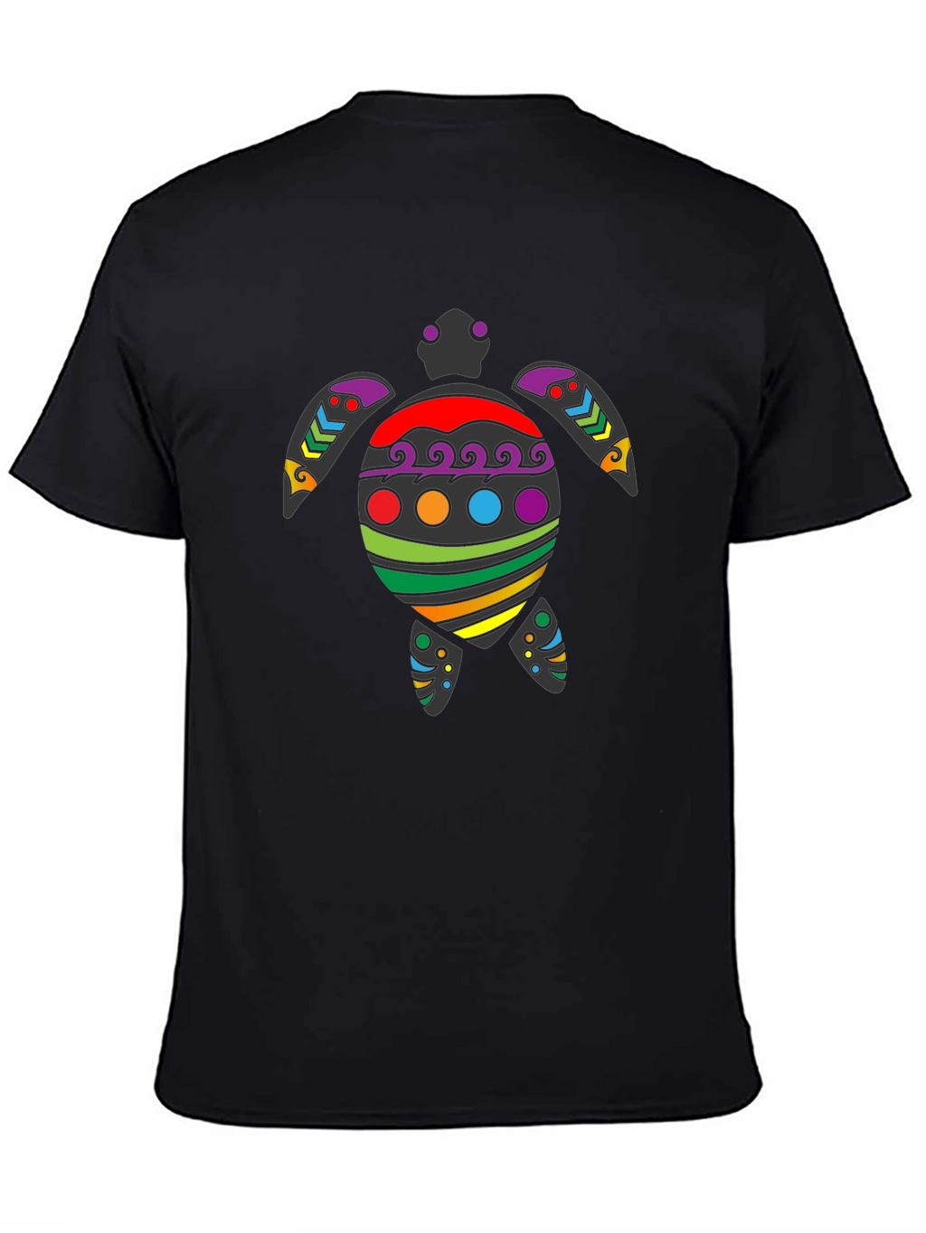 Rainbow Turtle Graphic Tee - Black Cotton Blend