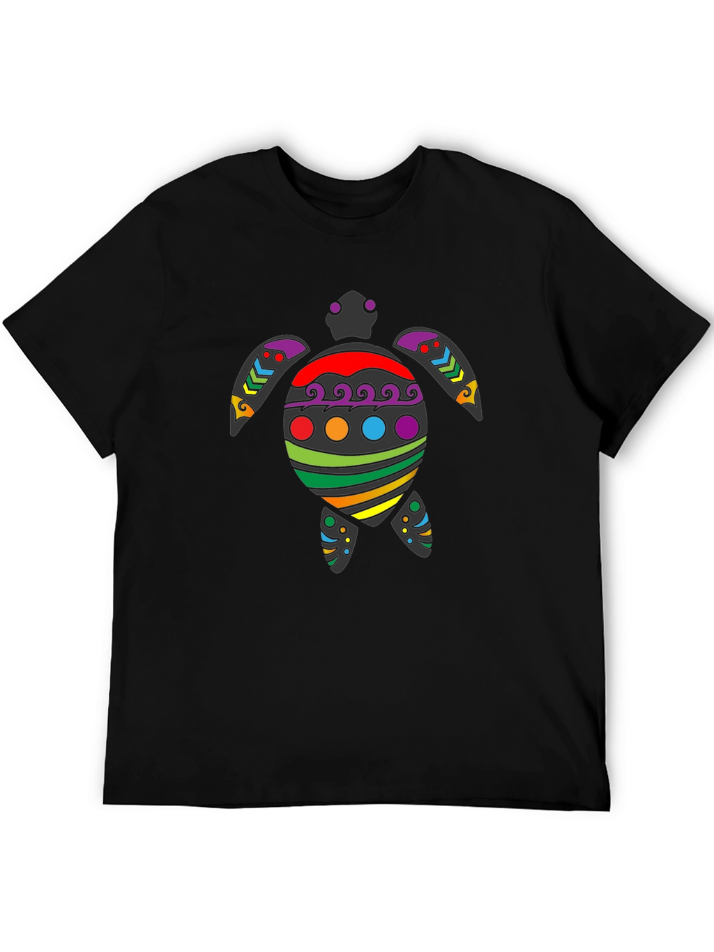 Rainbow Turtle Graphic Tee - Black Cotton Blend