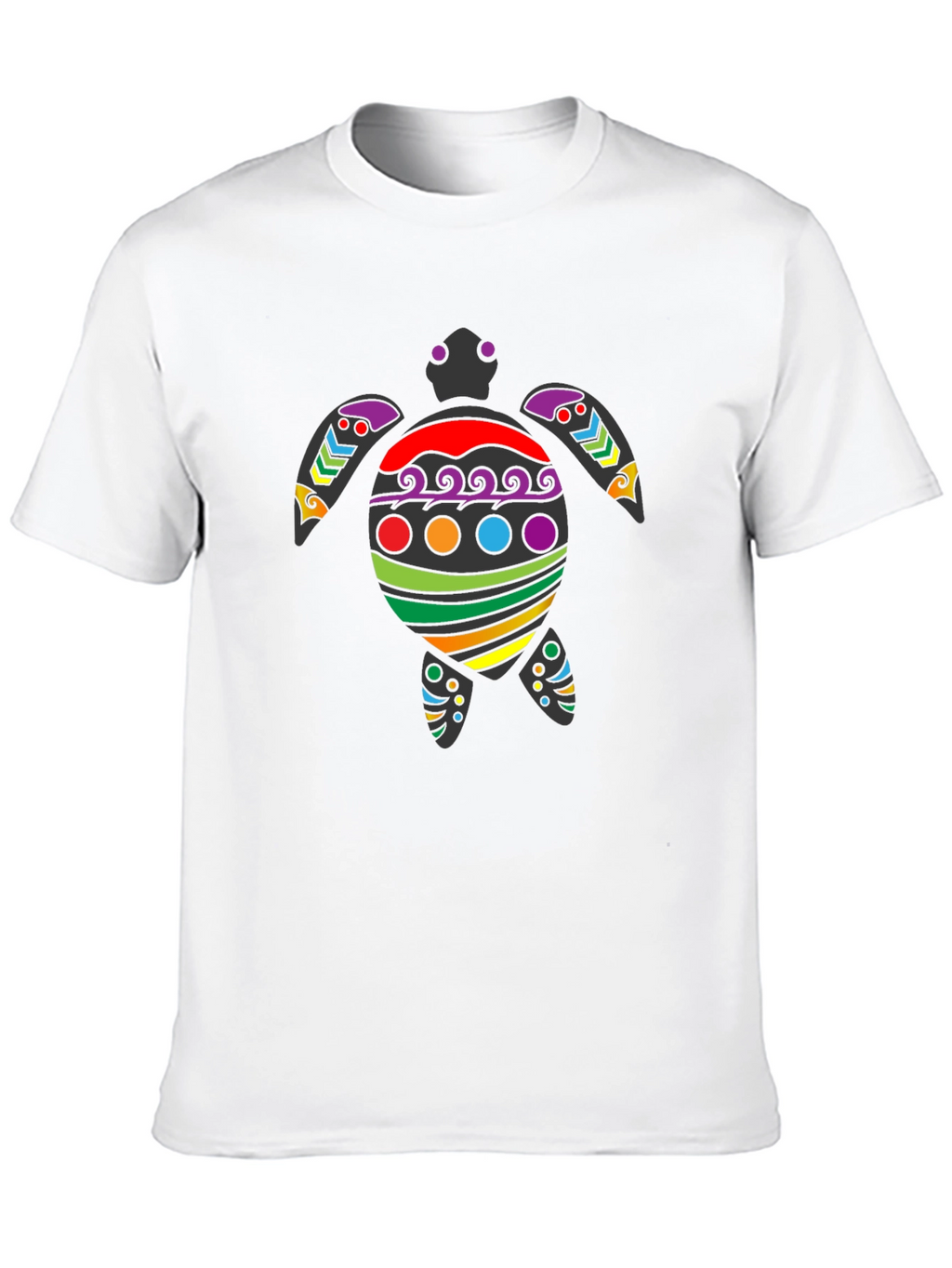 Rainbow Turtle Graphic Tee - Black Cotton Blend