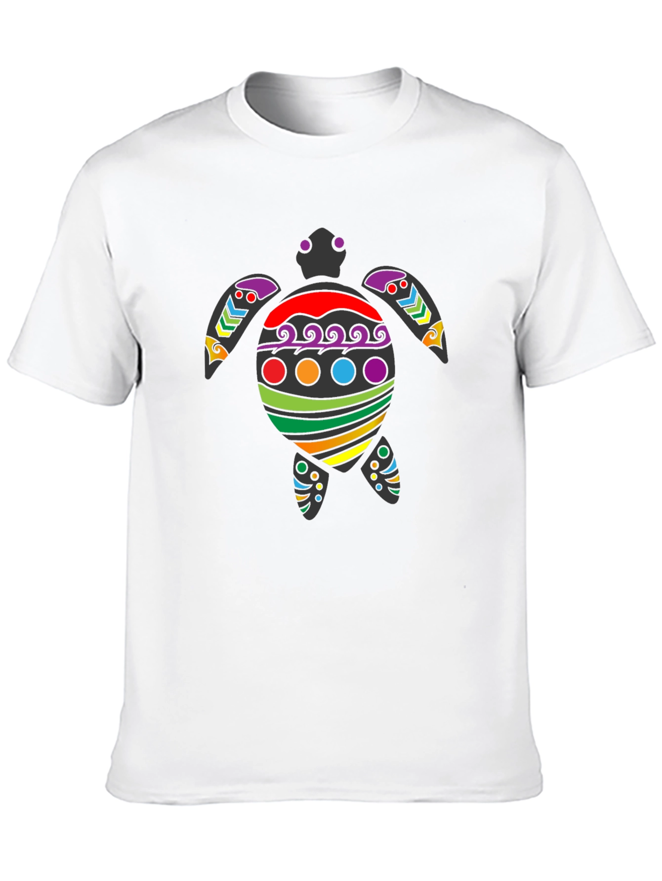 Rainbow Turtle Graphic Tee - Black Cotton Blend