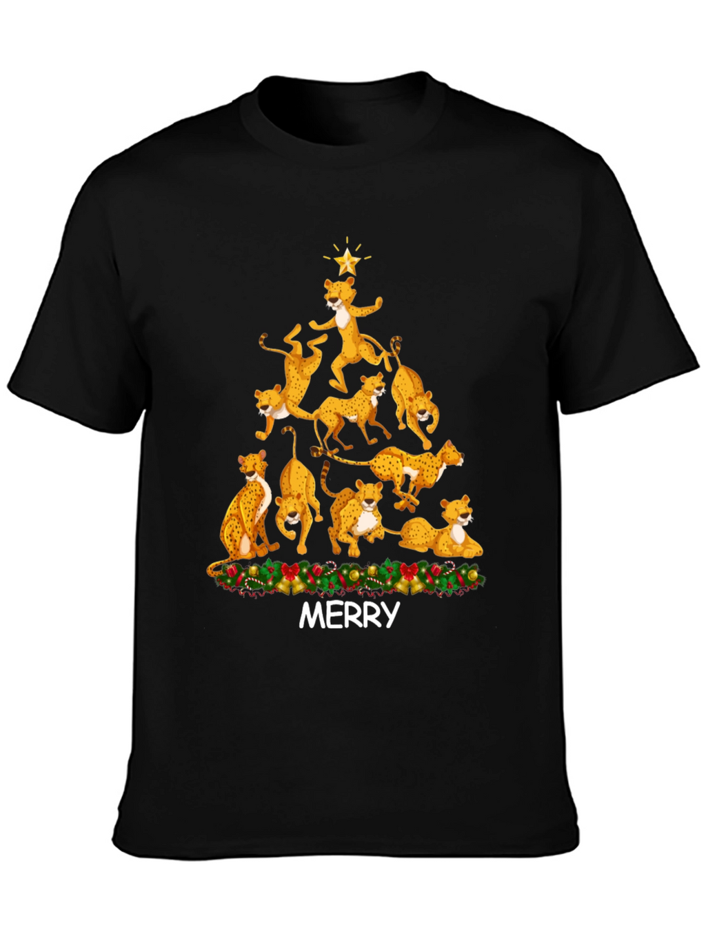 Cheetah Christmas Tree T-Shirt - MERRY