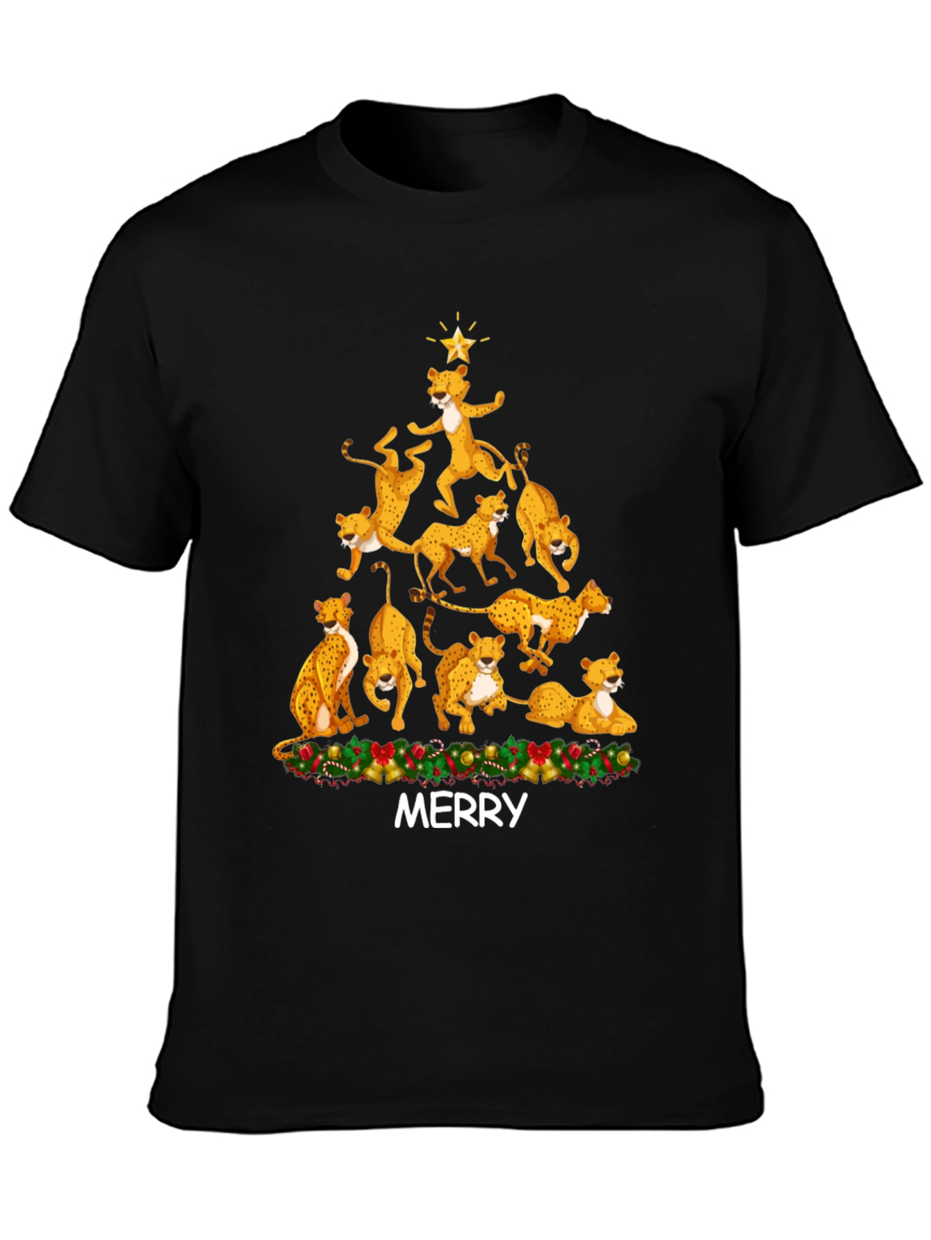 Cheetah Christmas Tree T-Shirt - MERRY