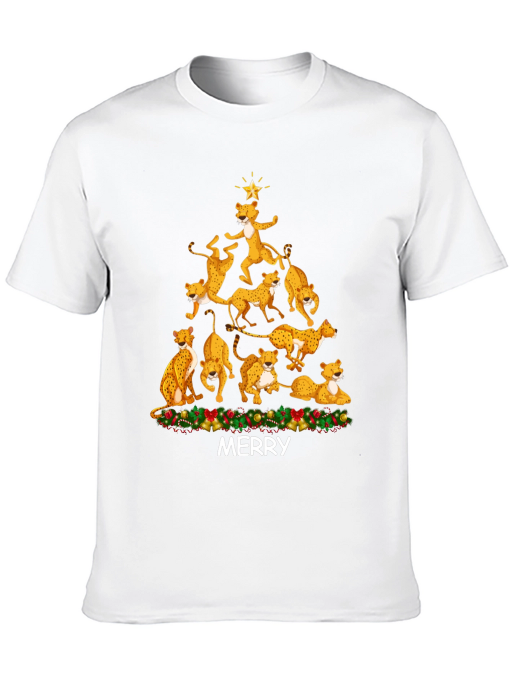 Cheetah Christmas Tree T-Shirt - MERRY
