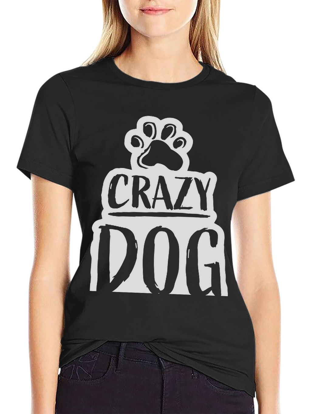 Crazy Dog Paw Print Graphic T-Shirt