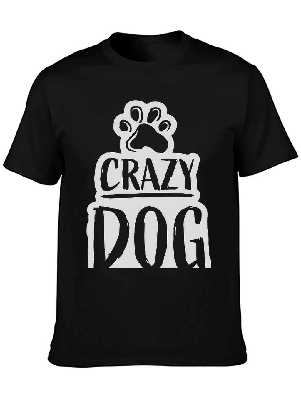 Crazy Dog Paw Print Graphic T-Shirt