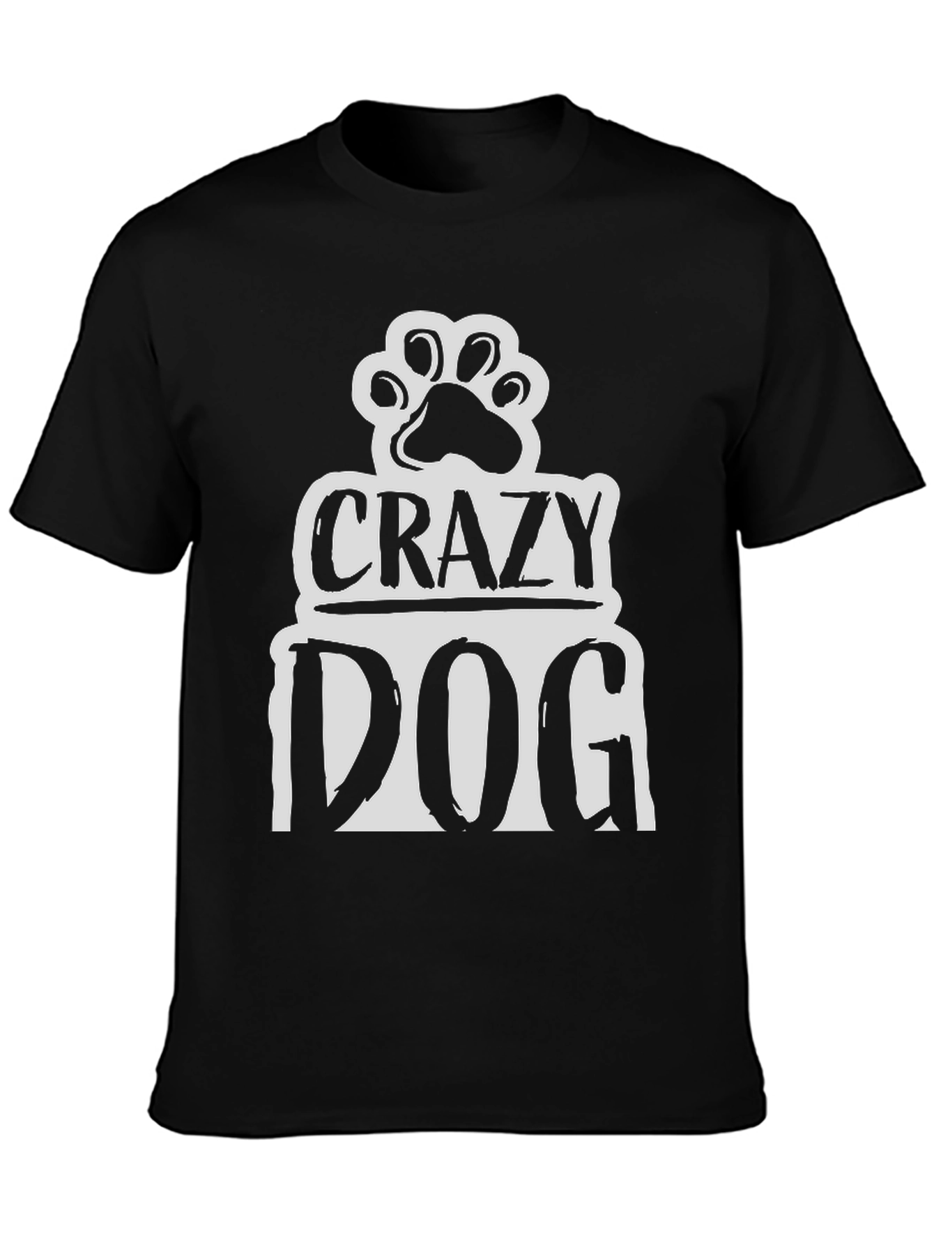 Crazy Dog Paw Print Graphic T-Shirt