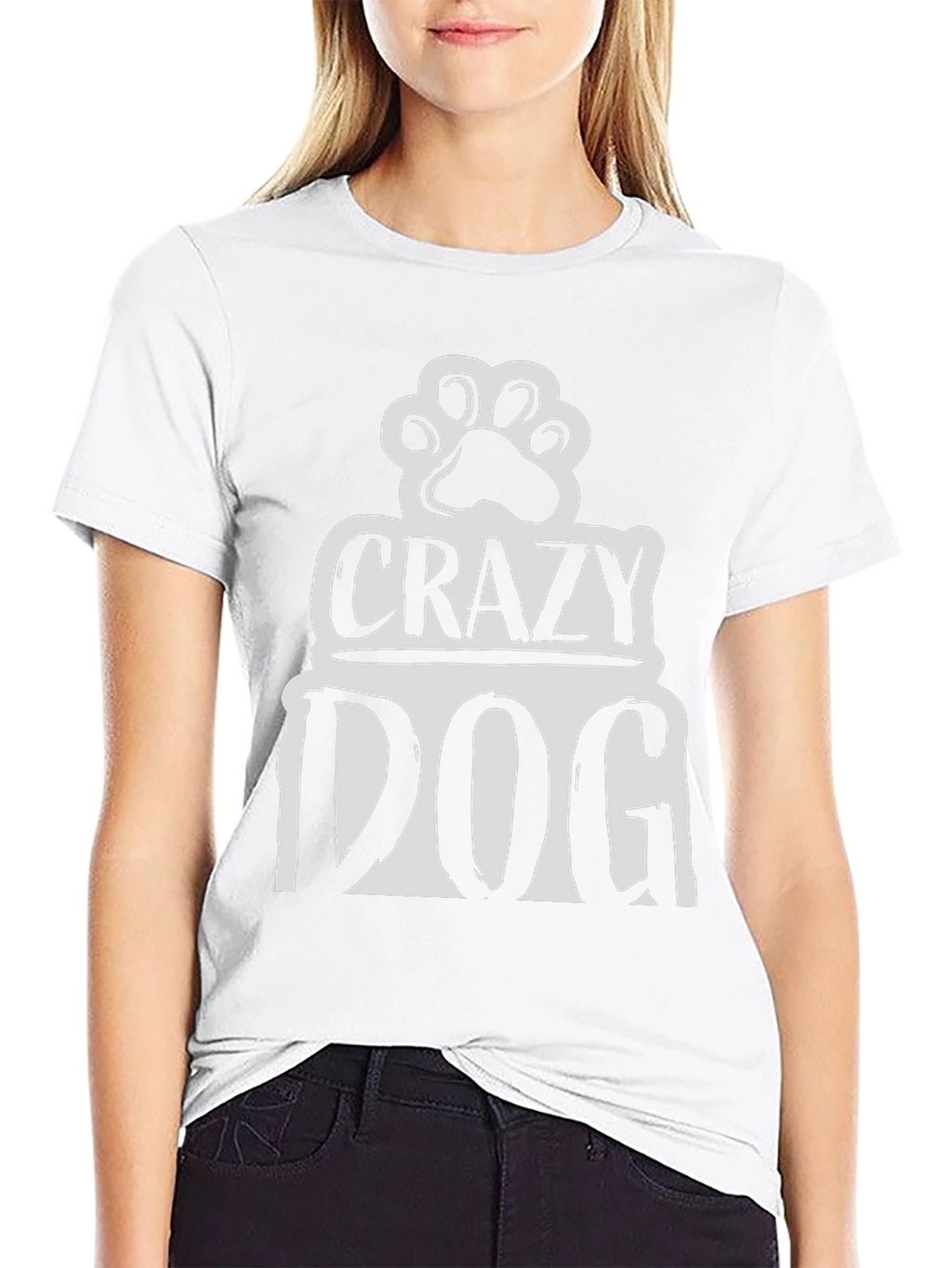 Crazy Dog Paw Print Graphic T-Shirt