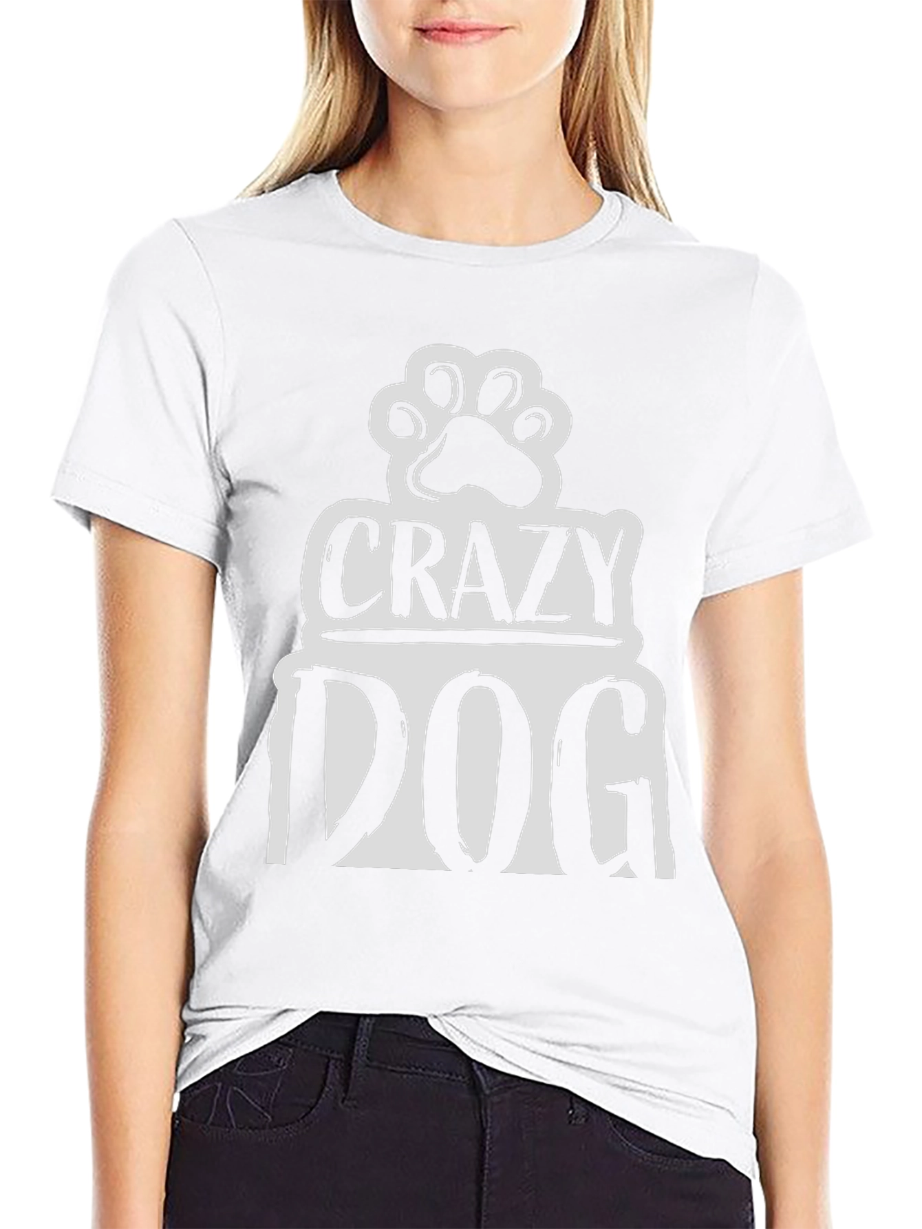 Crazy Dog Paw Print Graphic T-Shirt