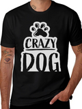 Crazy Dog Paw Print Graphic T-Shirt