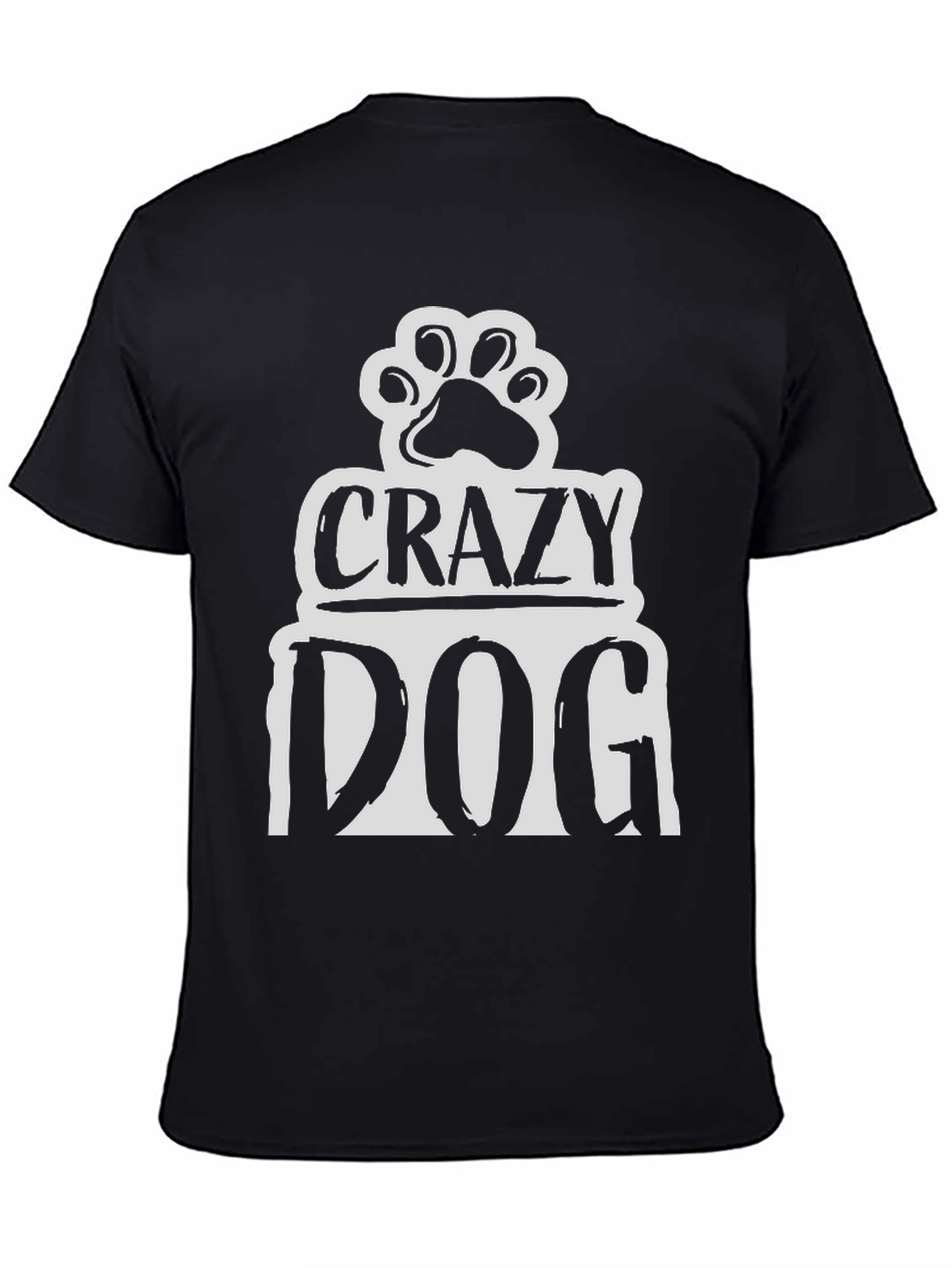 Crazy Dog Paw Print Graphic T-Shirt