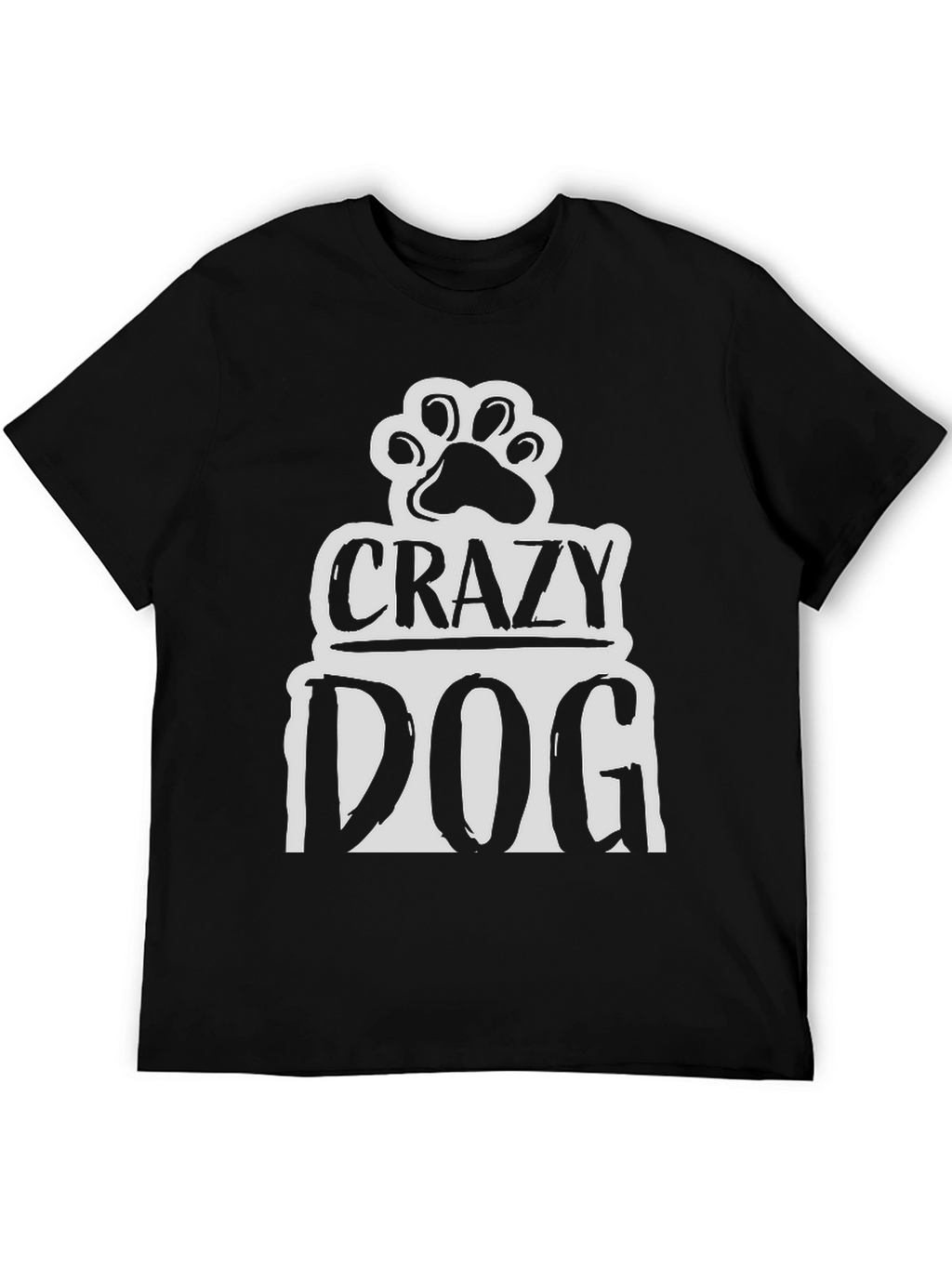 Crazy Dog Paw Print Graphic T-Shirt