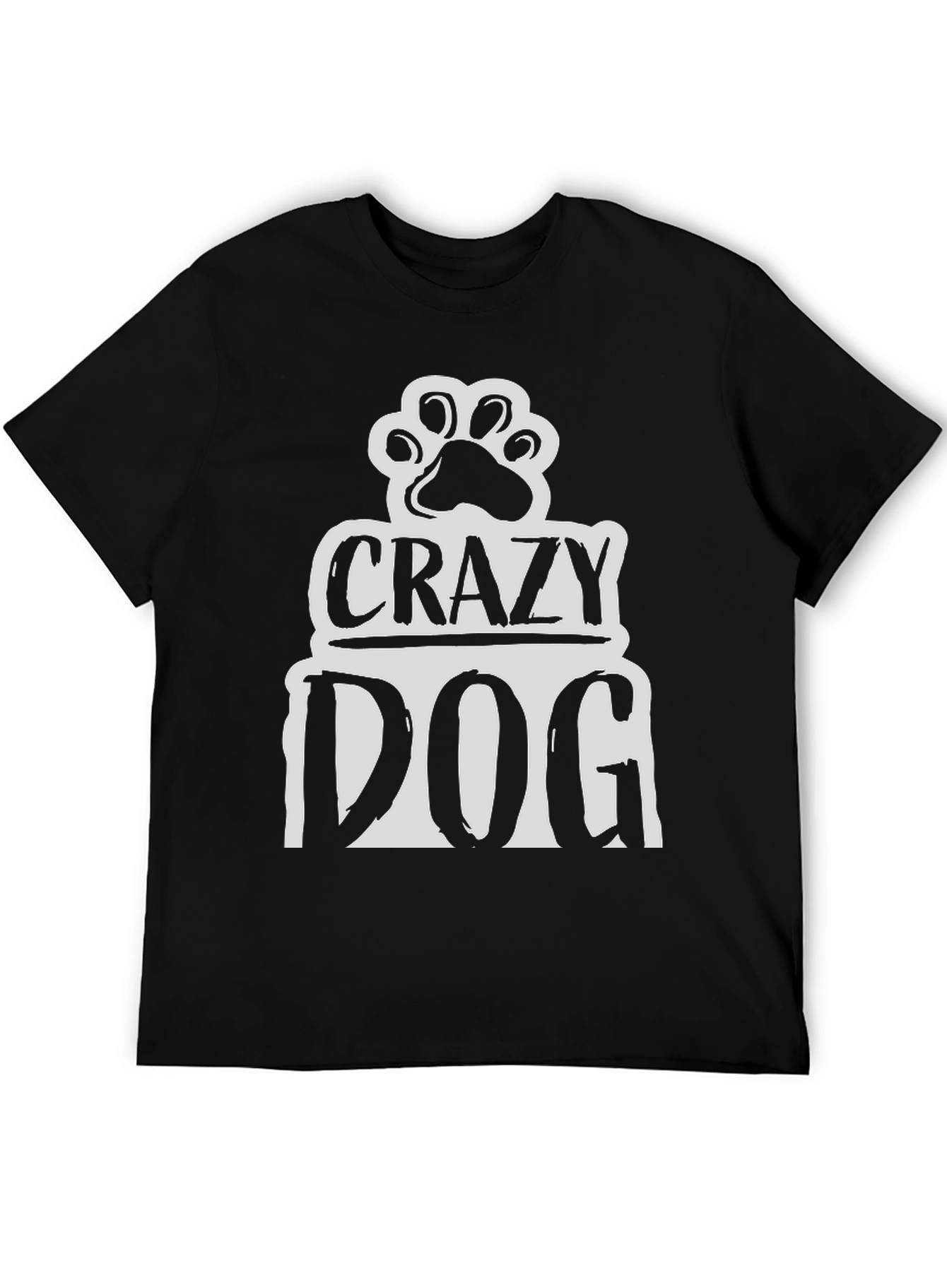 Crazy Dog Paw Print Graphic T-Shirt