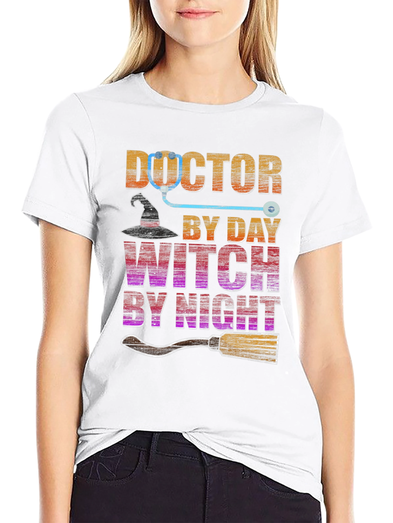 Doctor By Day Witch By Night Halloween T-Shirt