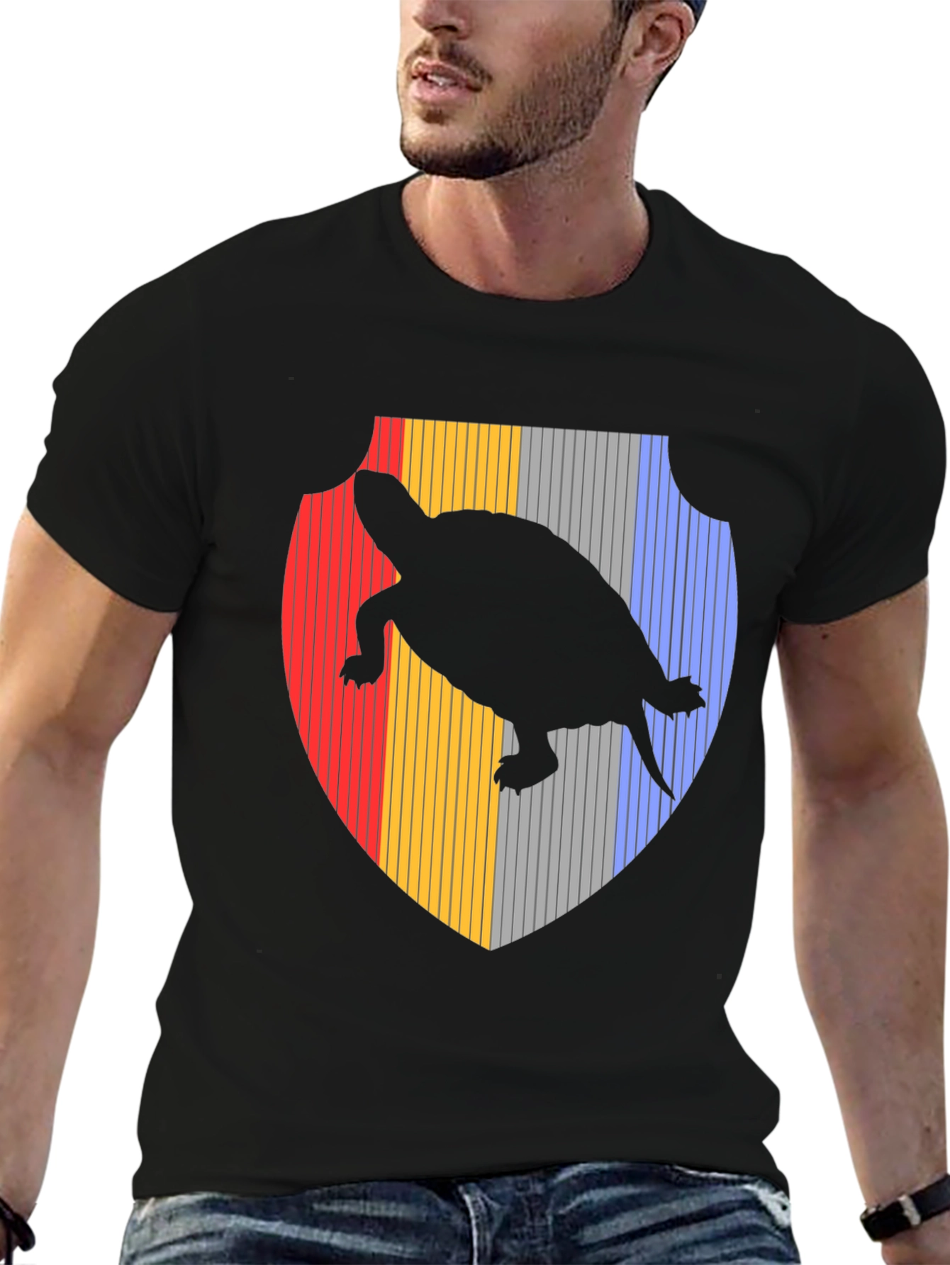 Turtle Silhouette Shield Black T-Shirt