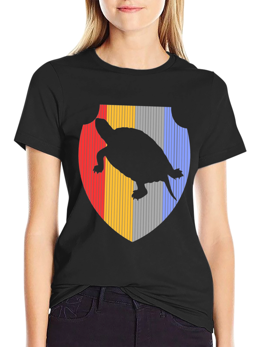 Turtle Silhouette Shield Black T-Shirt