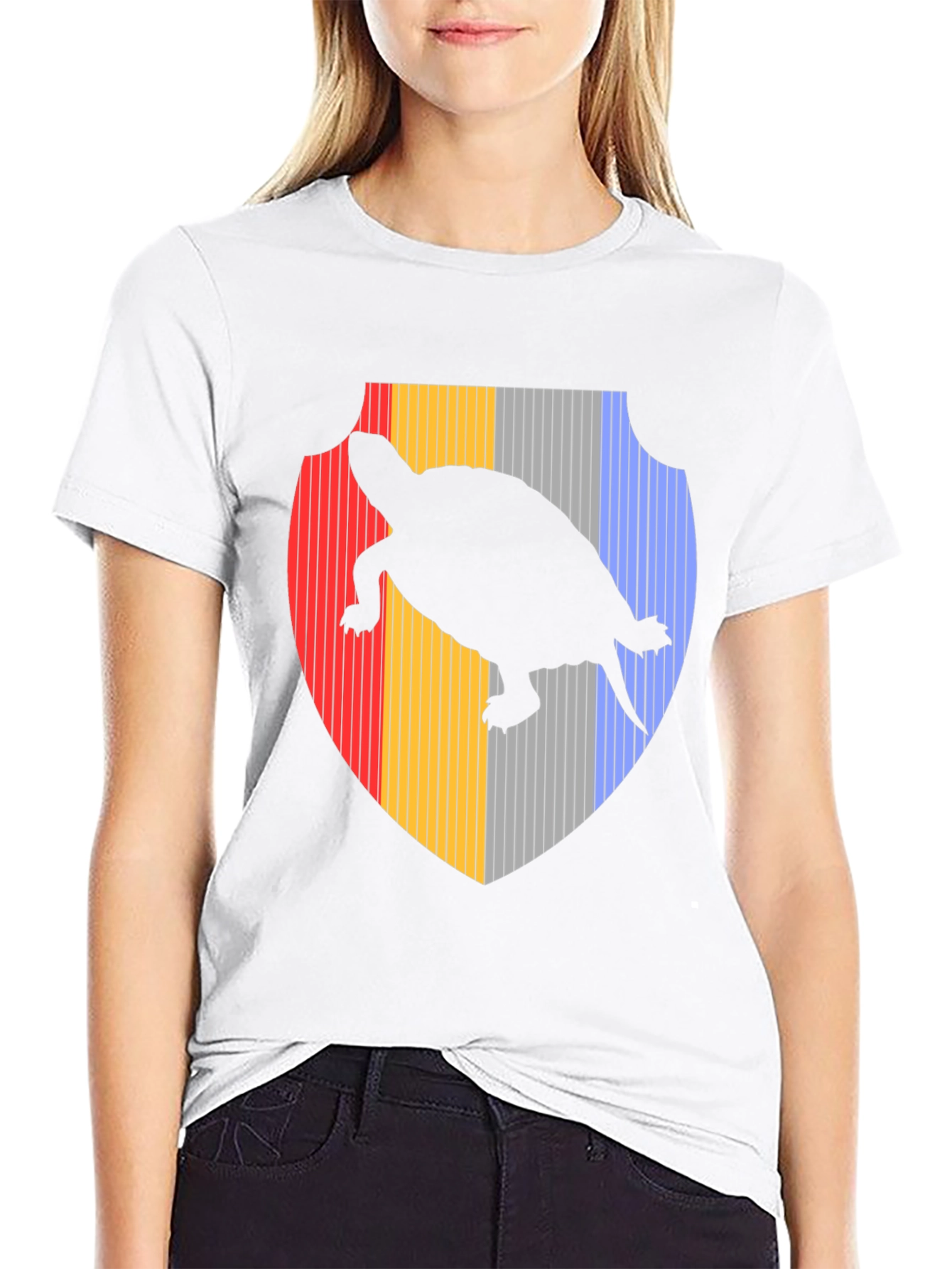 Turtle Silhouette Shield Black T-Shirt