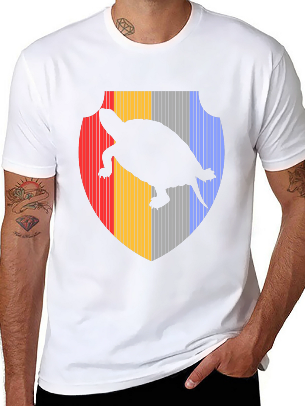 Turtle Silhouette Shield Black T-Shirt