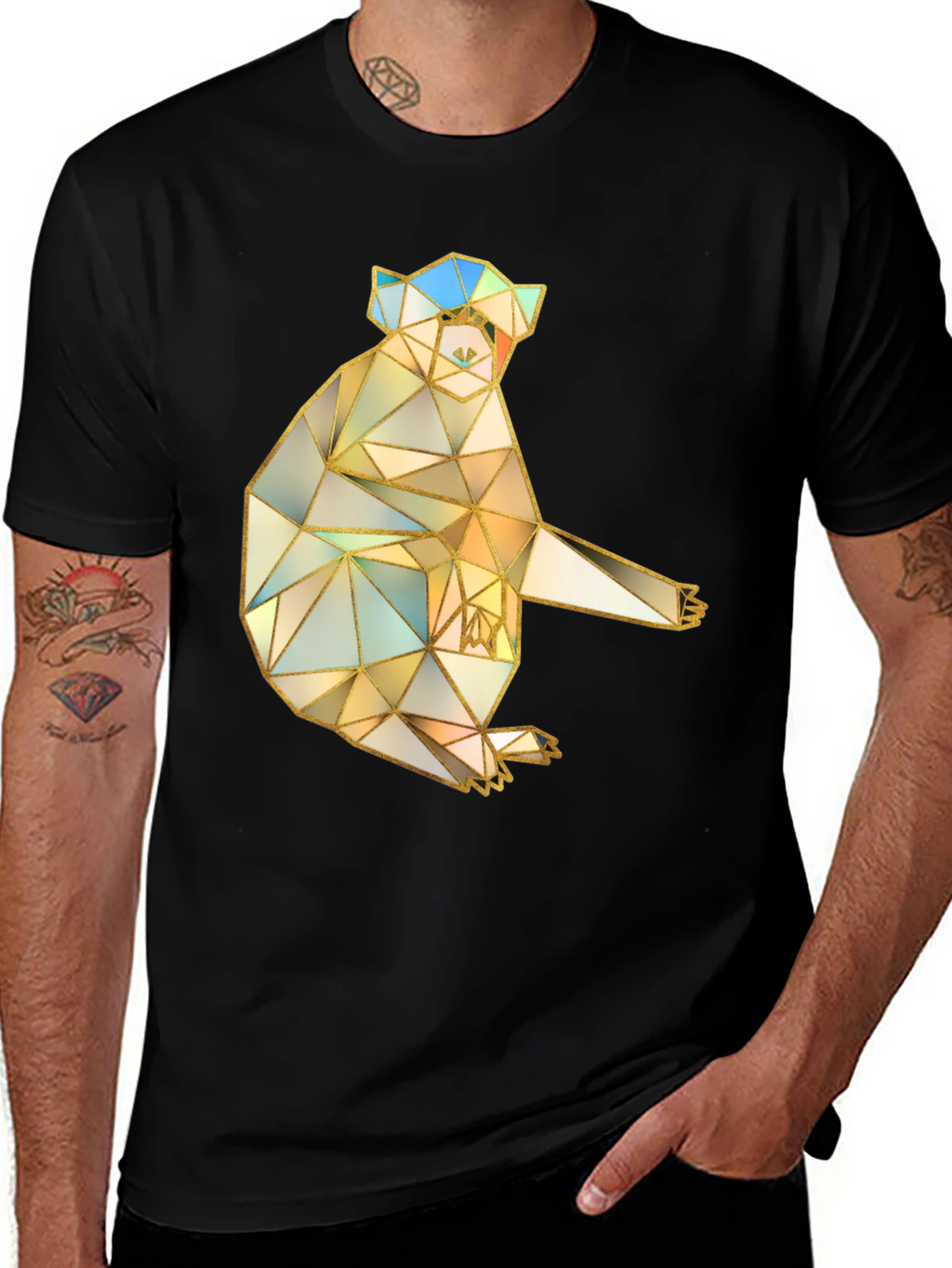 Geometric Koala Graphic Tee - Black