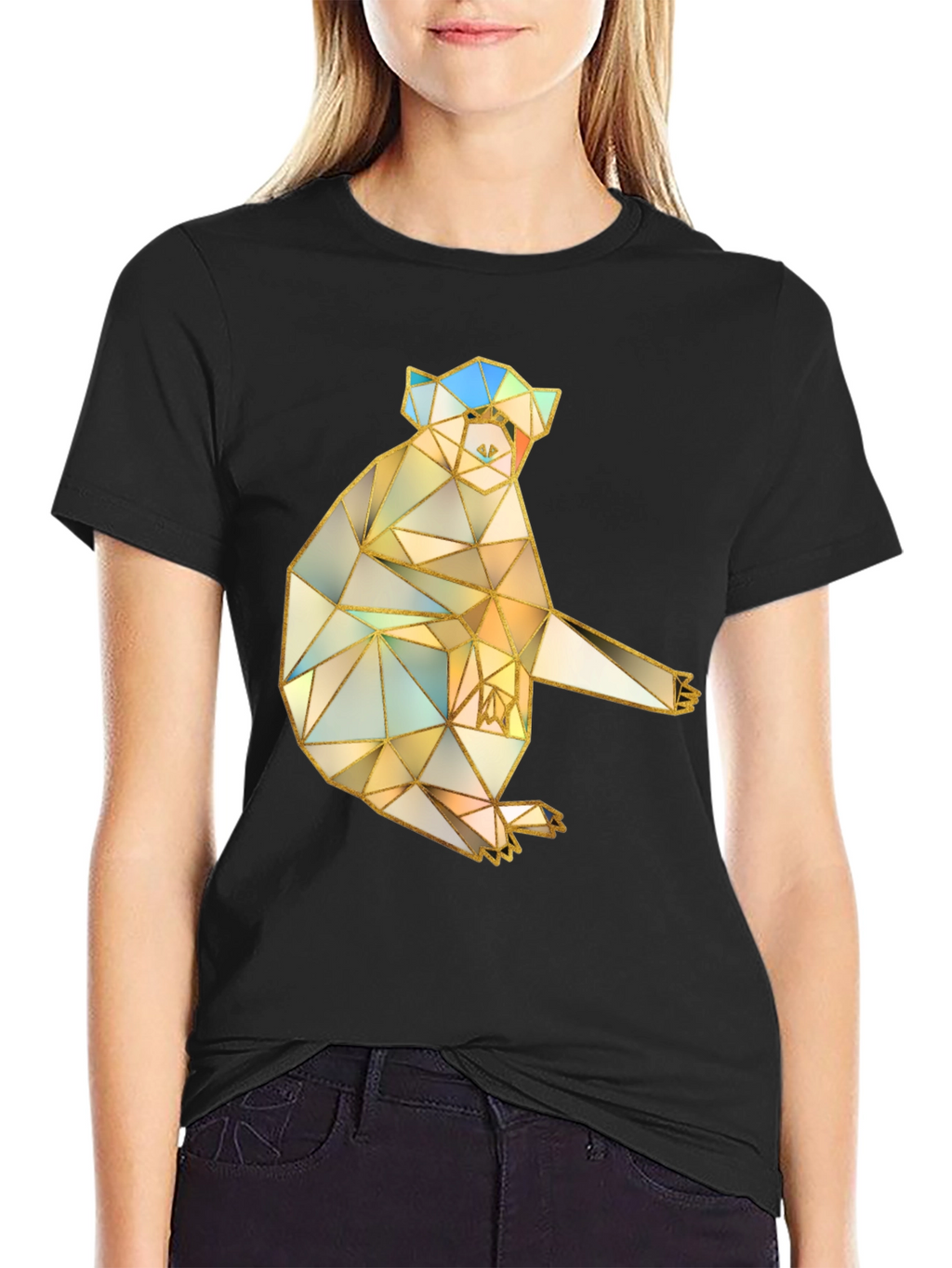 Geometric Koala Graphic Tee - Black