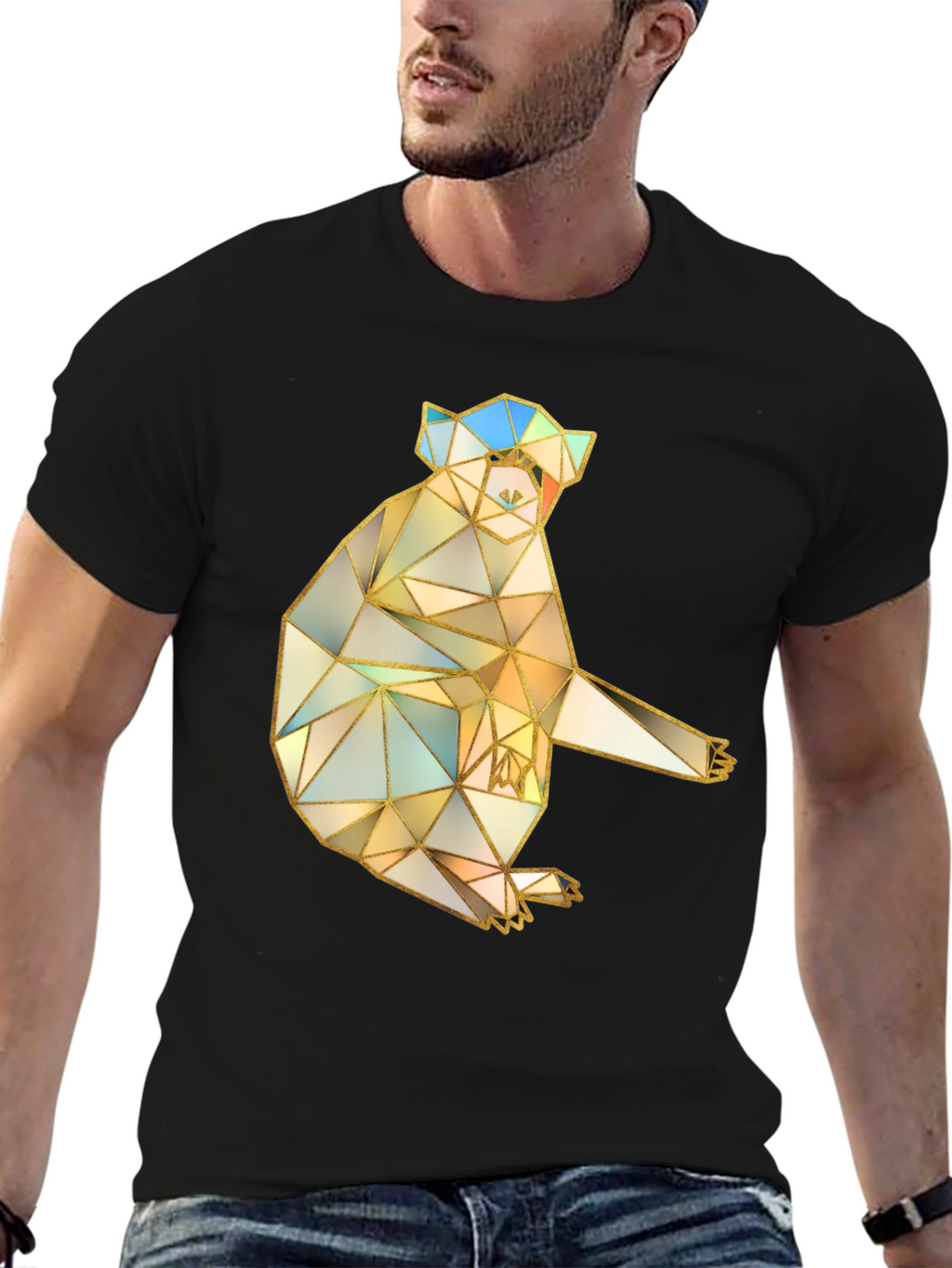 Geometric Koala Graphic Tee - Black