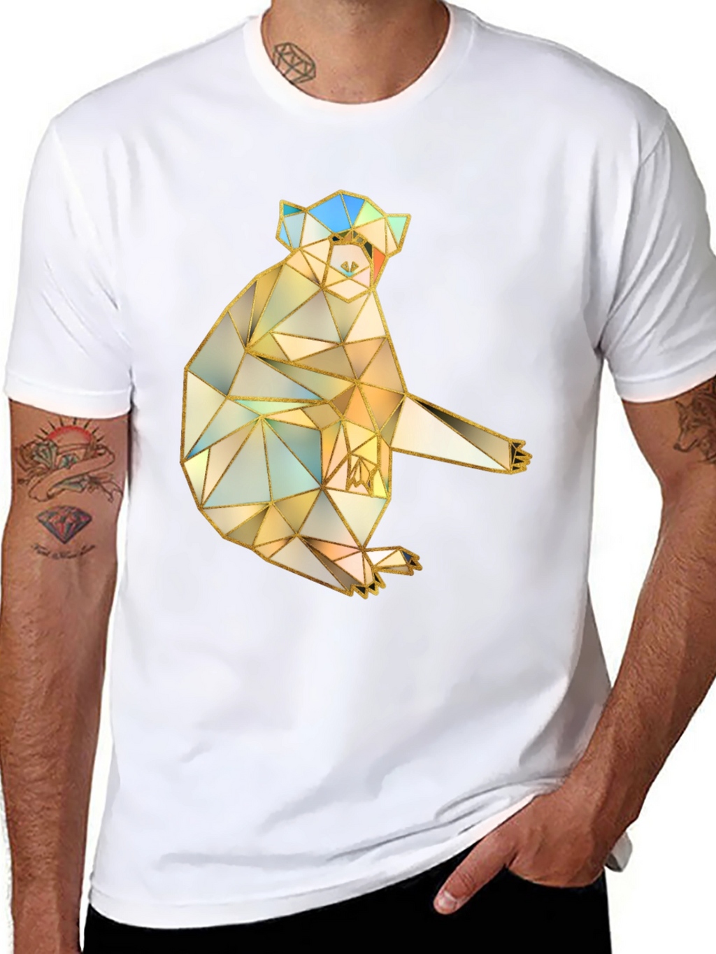 Geometric Koala Graphic Tee - Black