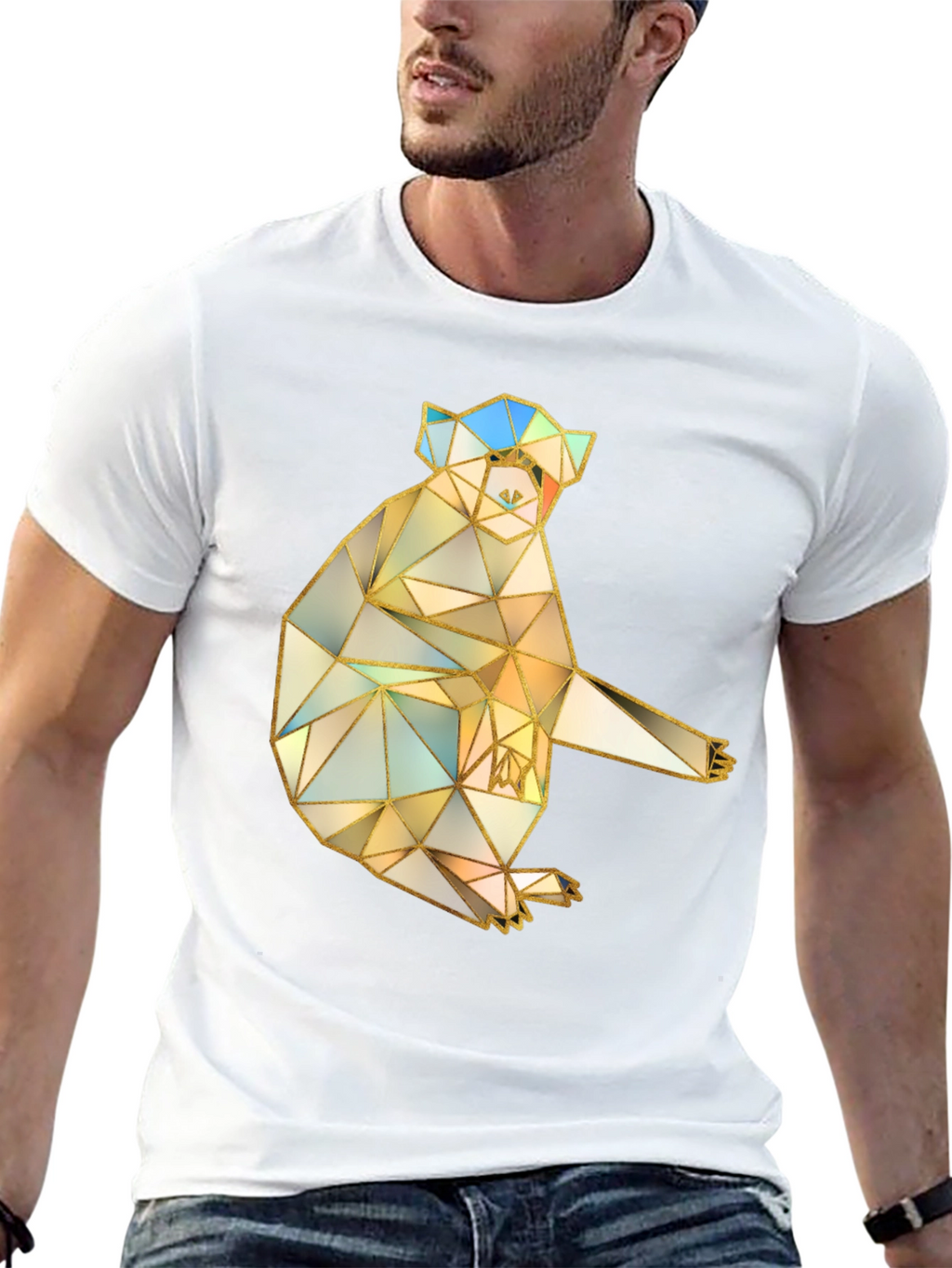 Geometric Koala Graphic Tee - Black