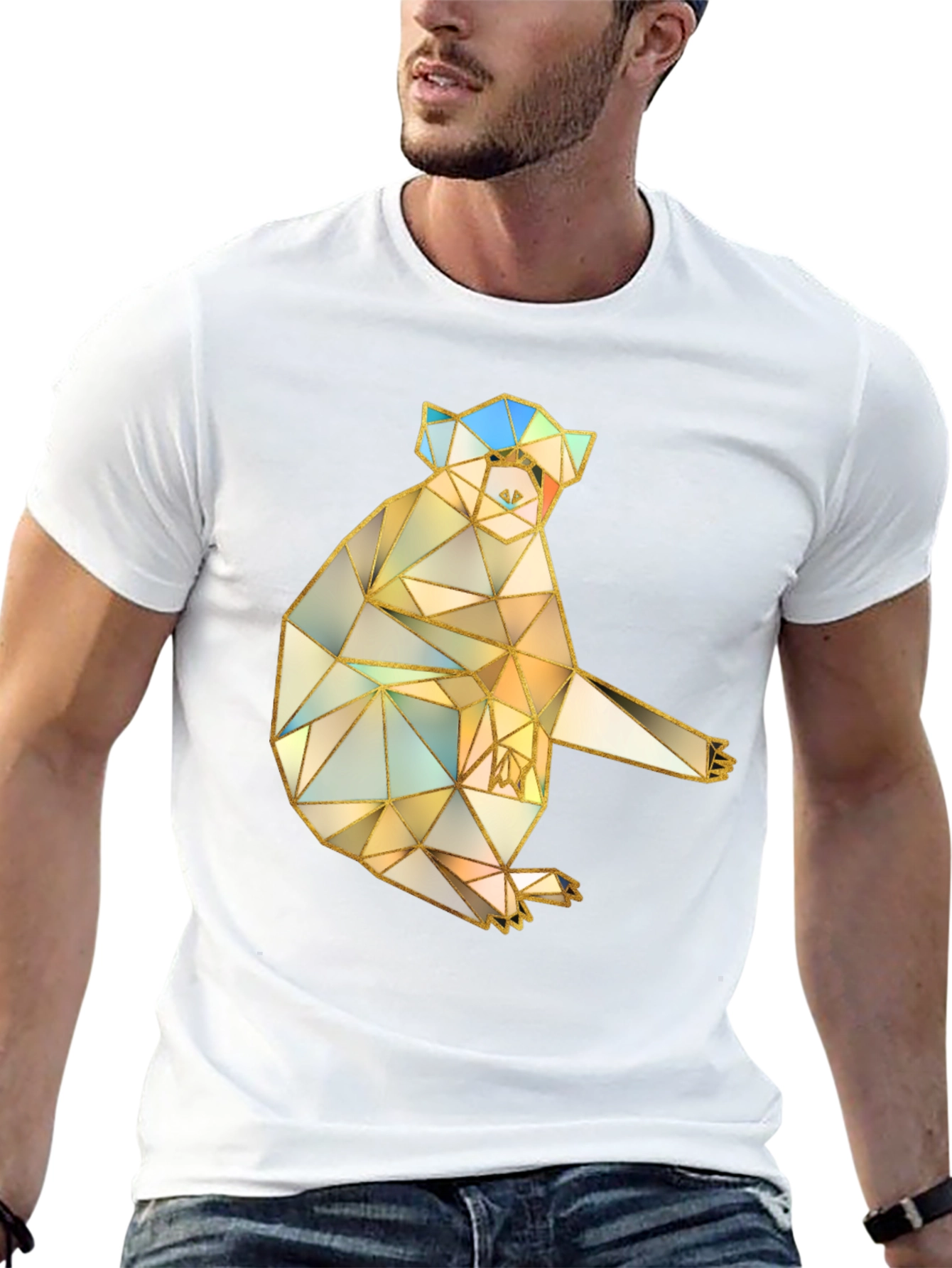 Geometric Koala Graphic Tee - Black