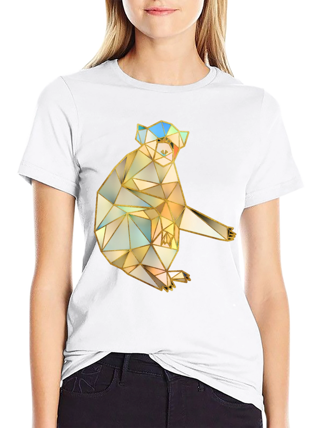 Geometric Koala Graphic Tee - Black