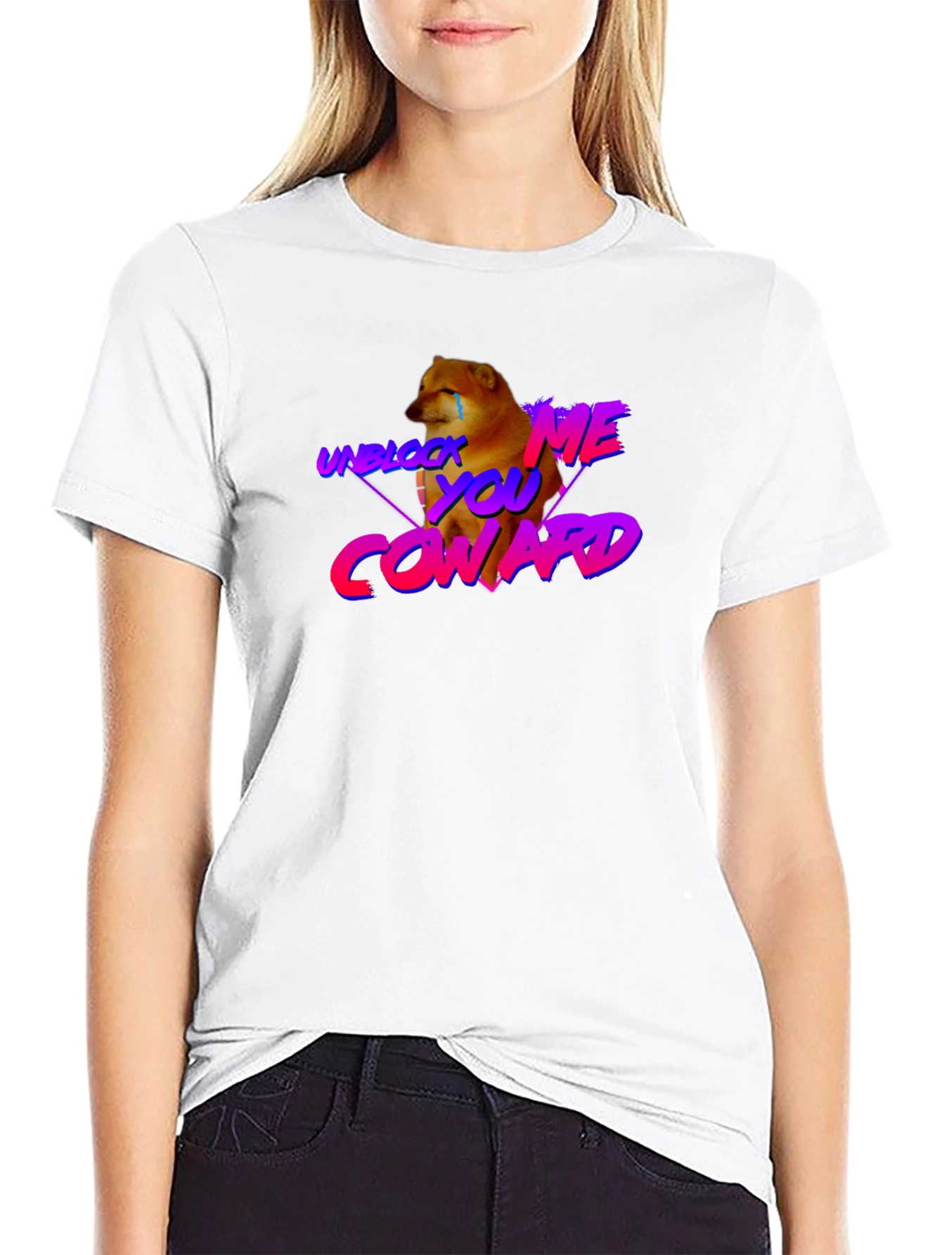 Unblock Me Coward Doge Graphic Tee - Black