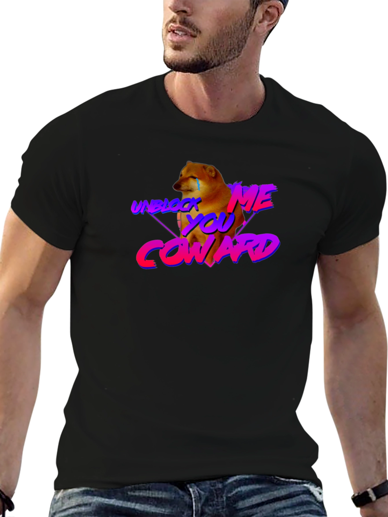 Unblock Me Coward Doge Graphic Tee - Black