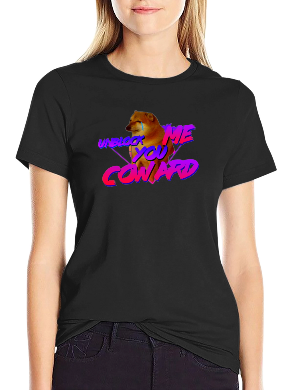 Unblock Me Coward Doge Graphic Tee - Black
