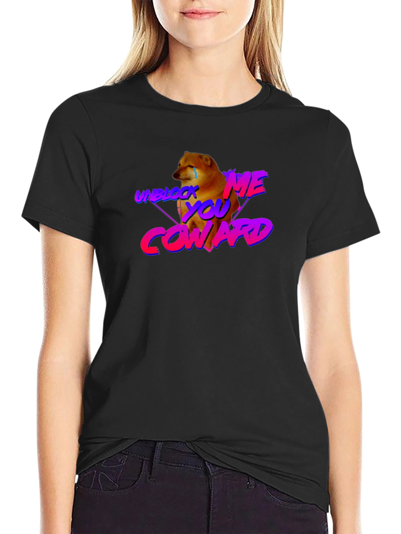 Unblock Me Coward Doge Graphic Tee - Black